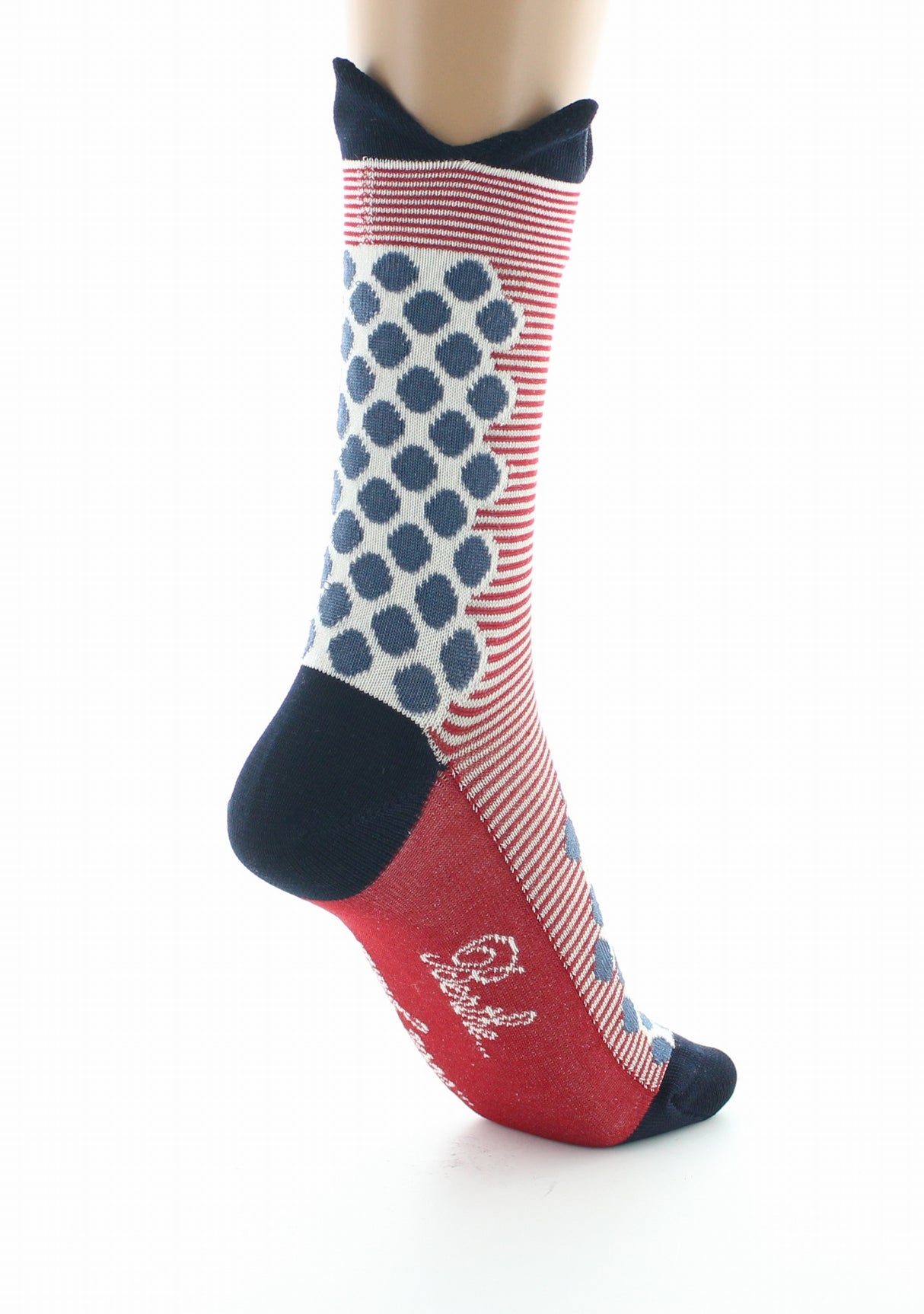 Chaussettes femme fil d'Ecosse couronne bleue ROUGE