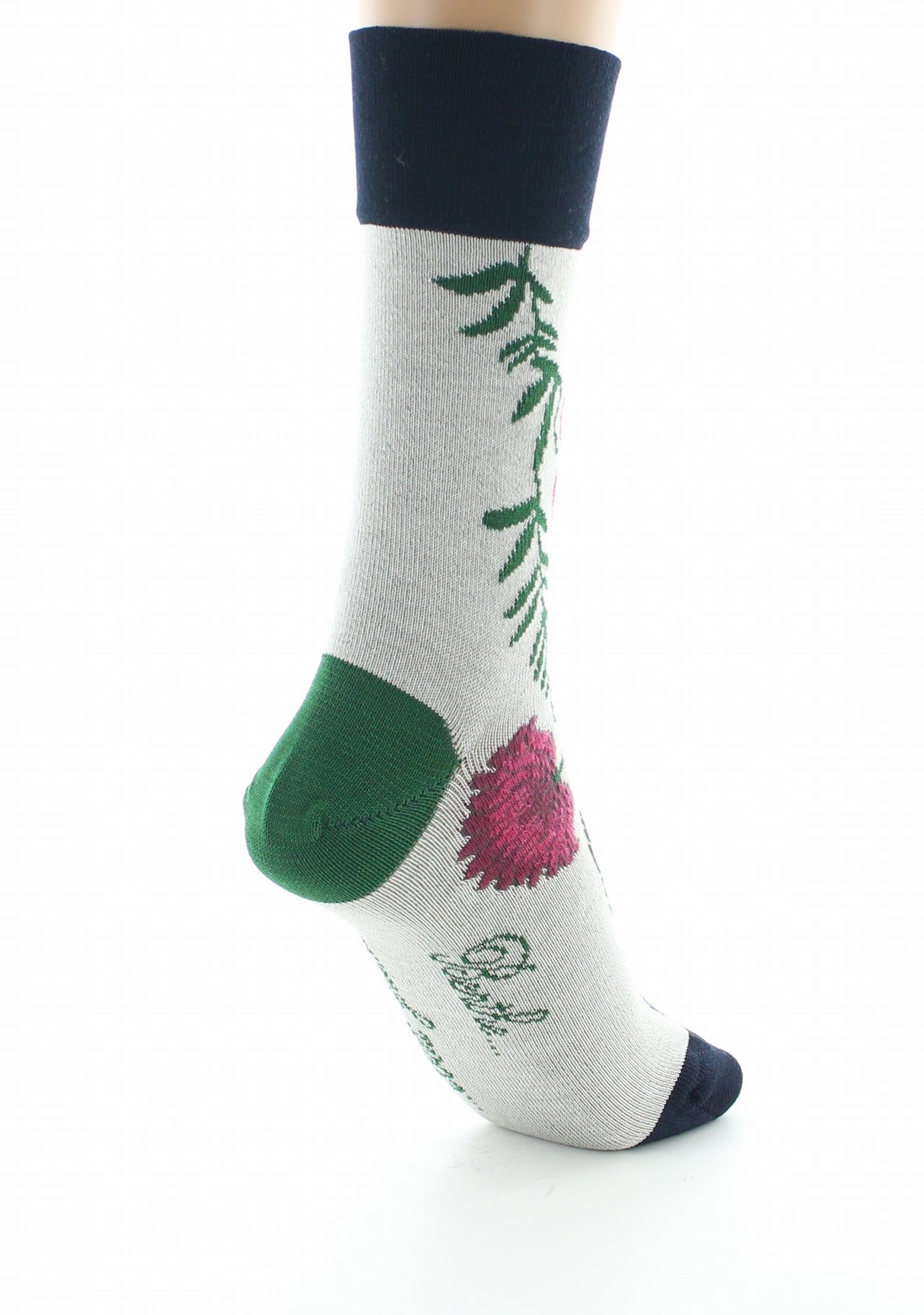 Chaussettes femme fil d'Ecosse Fleurs et Feuilles IVOIRE