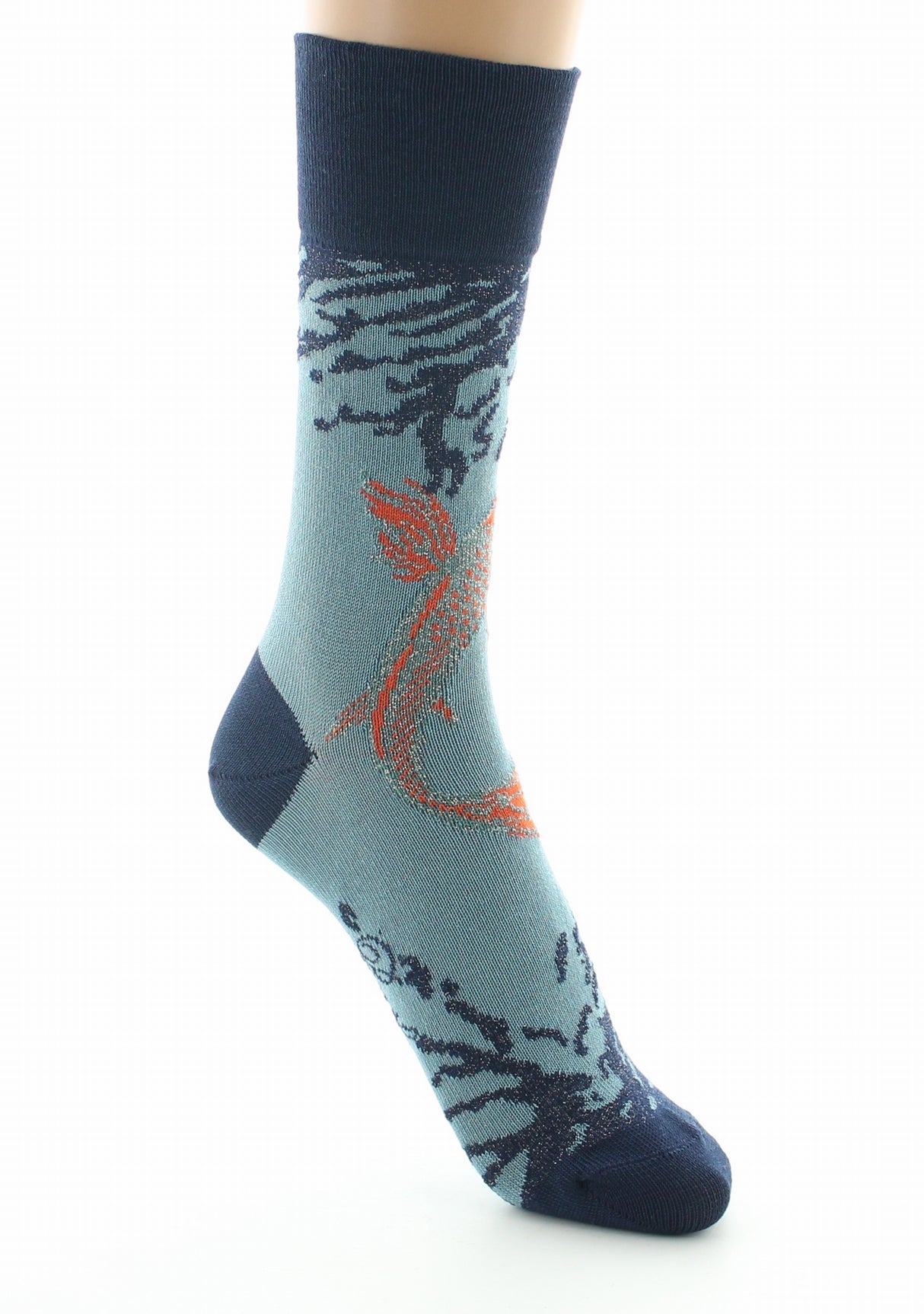Chaussettes femme fil d'Ecosse Poisson Japonais BLEU