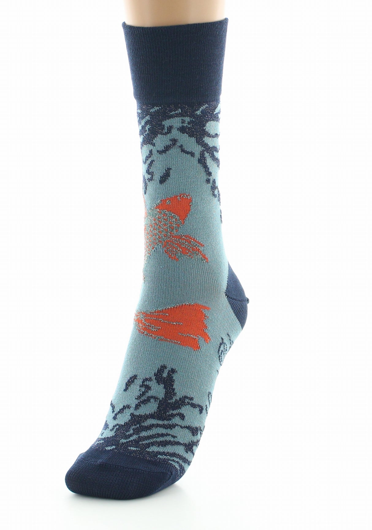 Chaussettes femme fil d'Ecosse Poisson Japonais BLEU