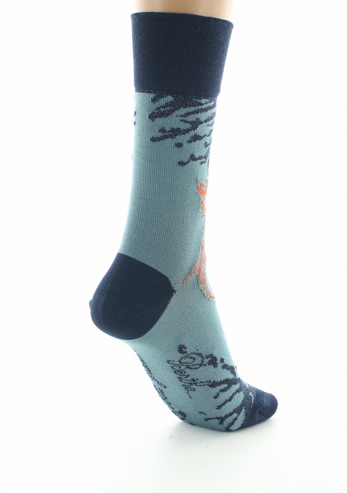 Chaussettes femme fil d'Ecosse Poisson Japonais BLEU