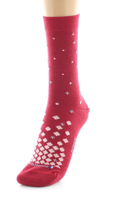 Chaussettes femme Jacquard de Noël en laine ROUGE