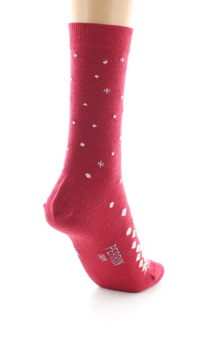 Chaussettes femme Jacquard de Noël en laine ROUGE