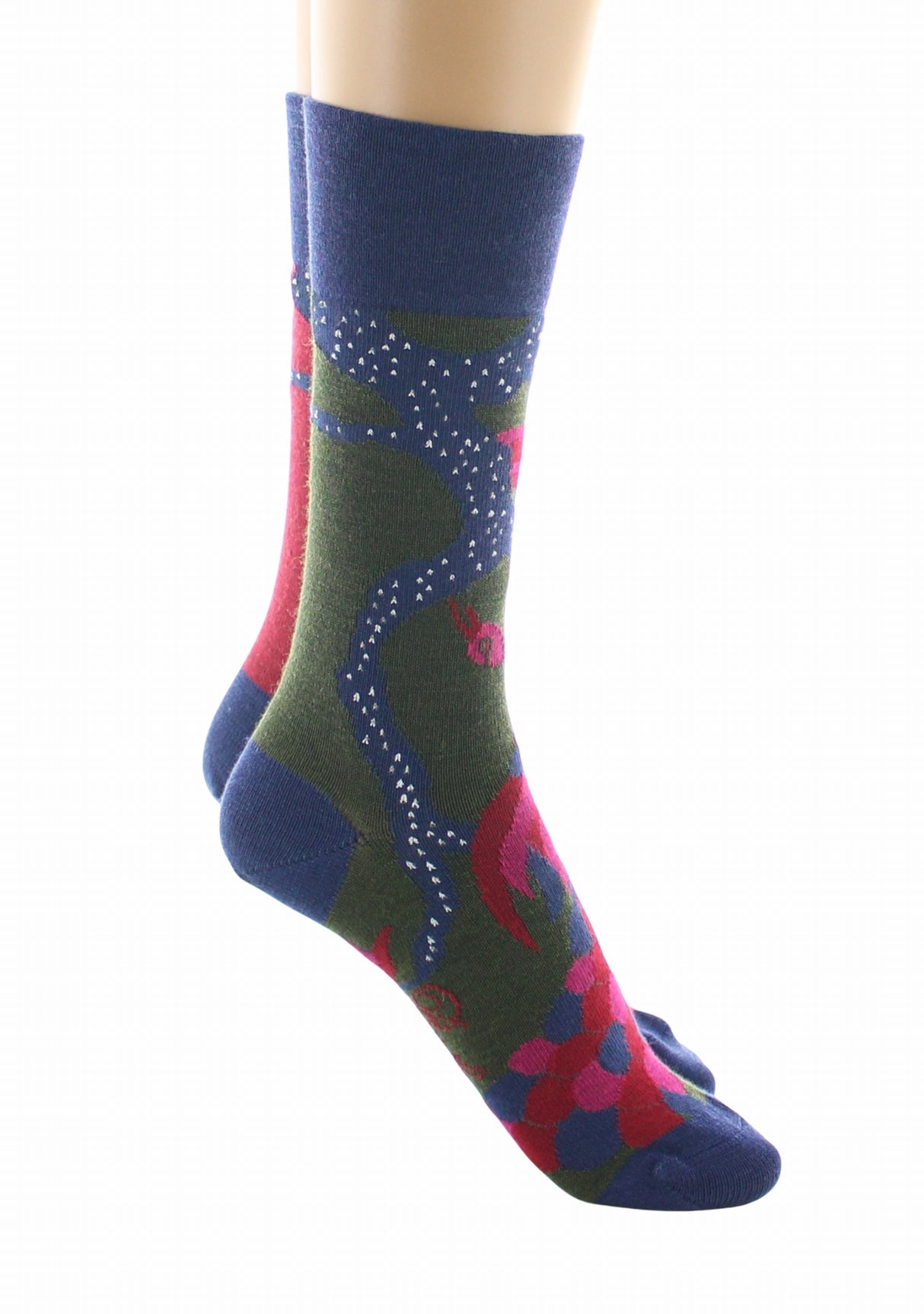 Chaussettes femme laine peignée Berthe Le Paon KAKI