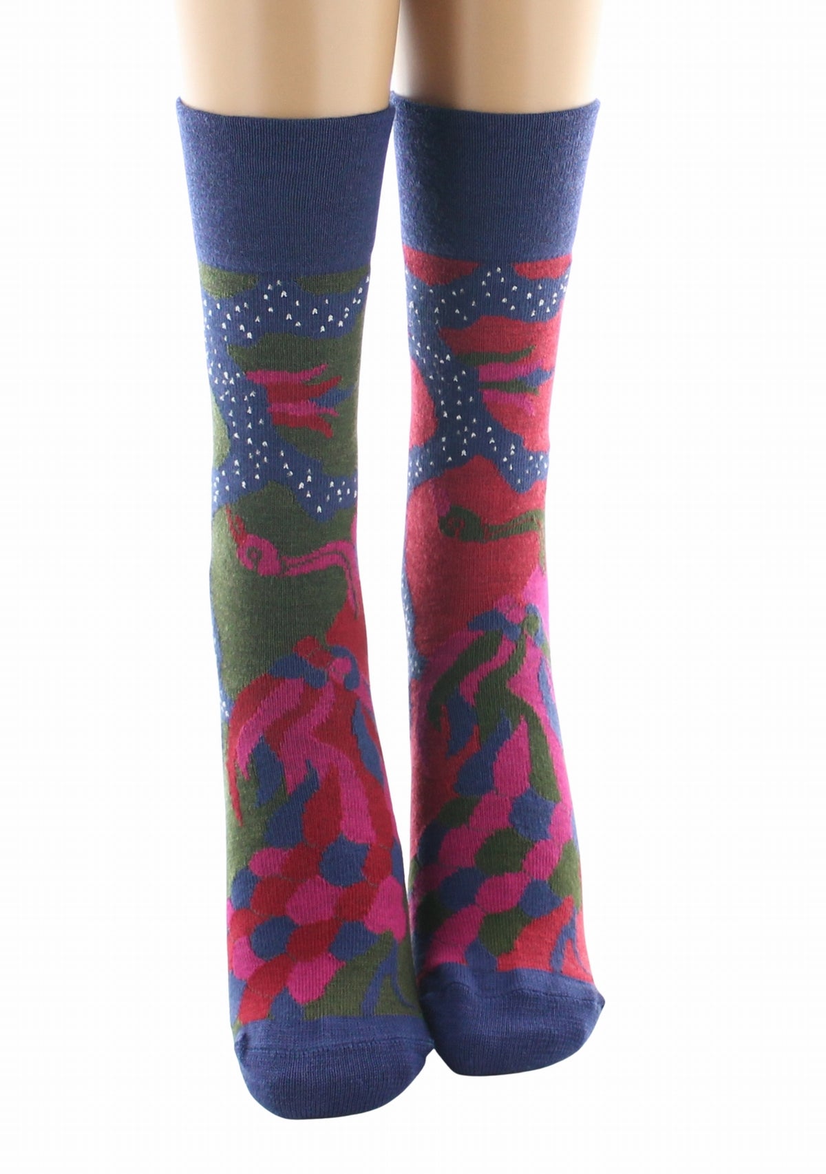 Chaussettes femme laine peignée Berthe Le Paon KAKI