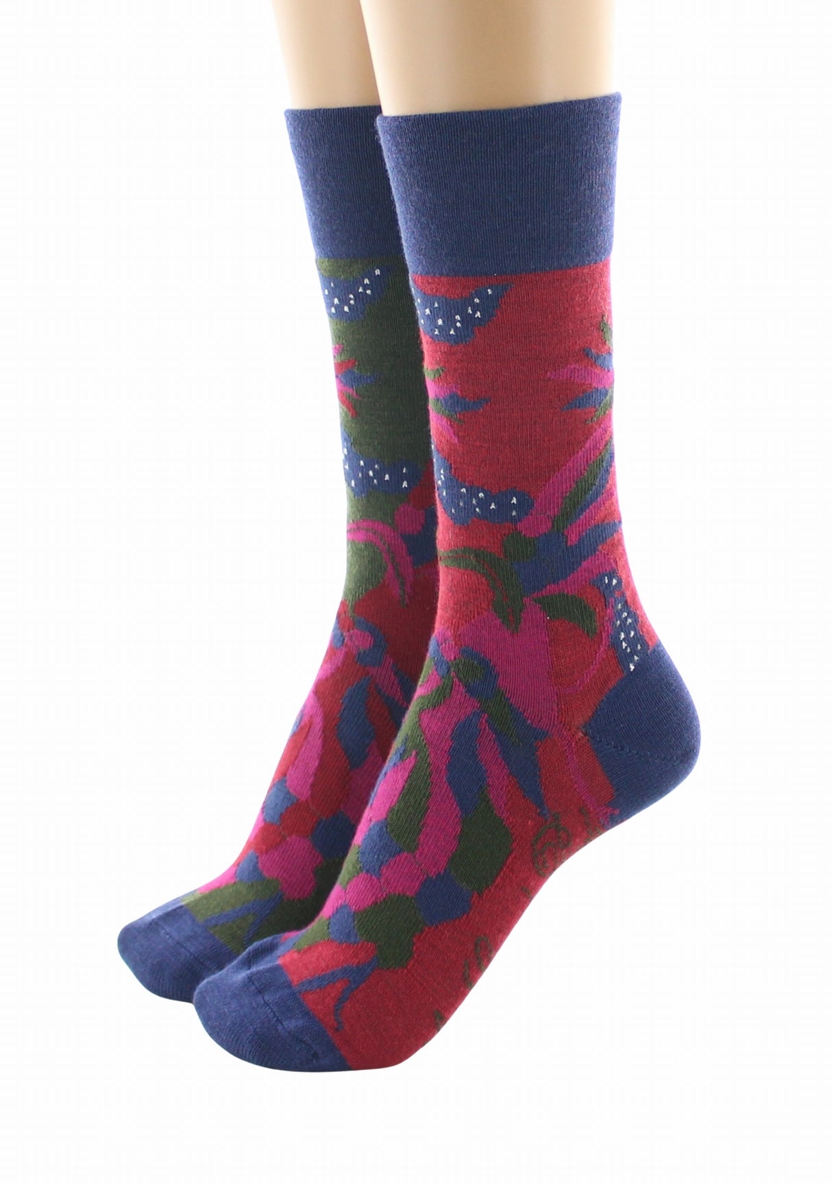 Chaussettes femme laine peignée Berthe Le Paon KAKI