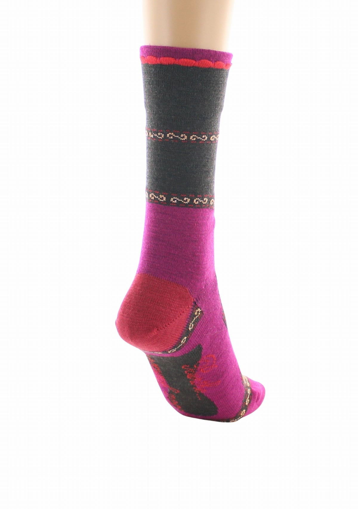 Chaussettes femme laine peignée Berthe Veste Napoléonienne FUCHSIA