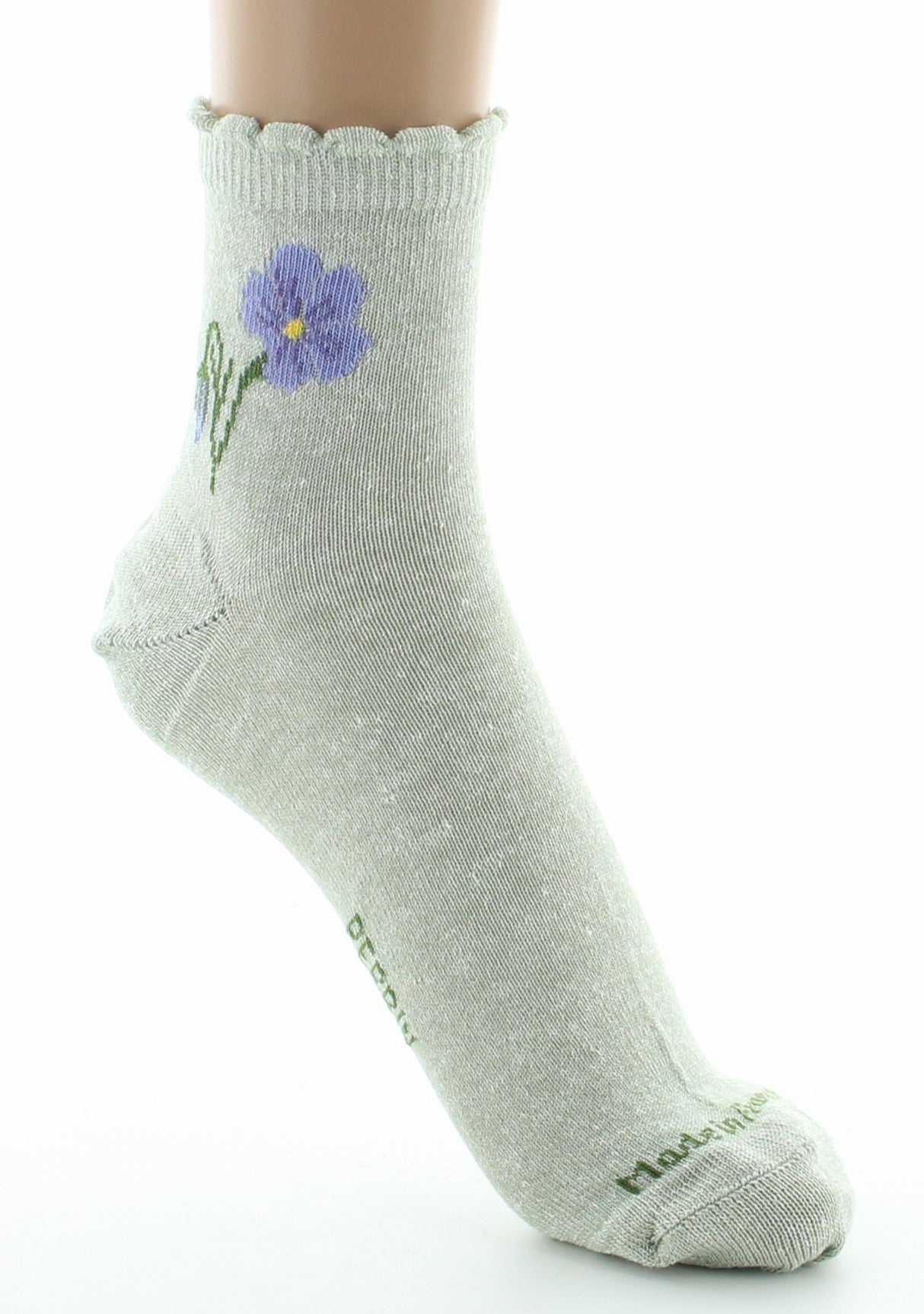 Chaussettes femme Lin fleur de lin vert VERT