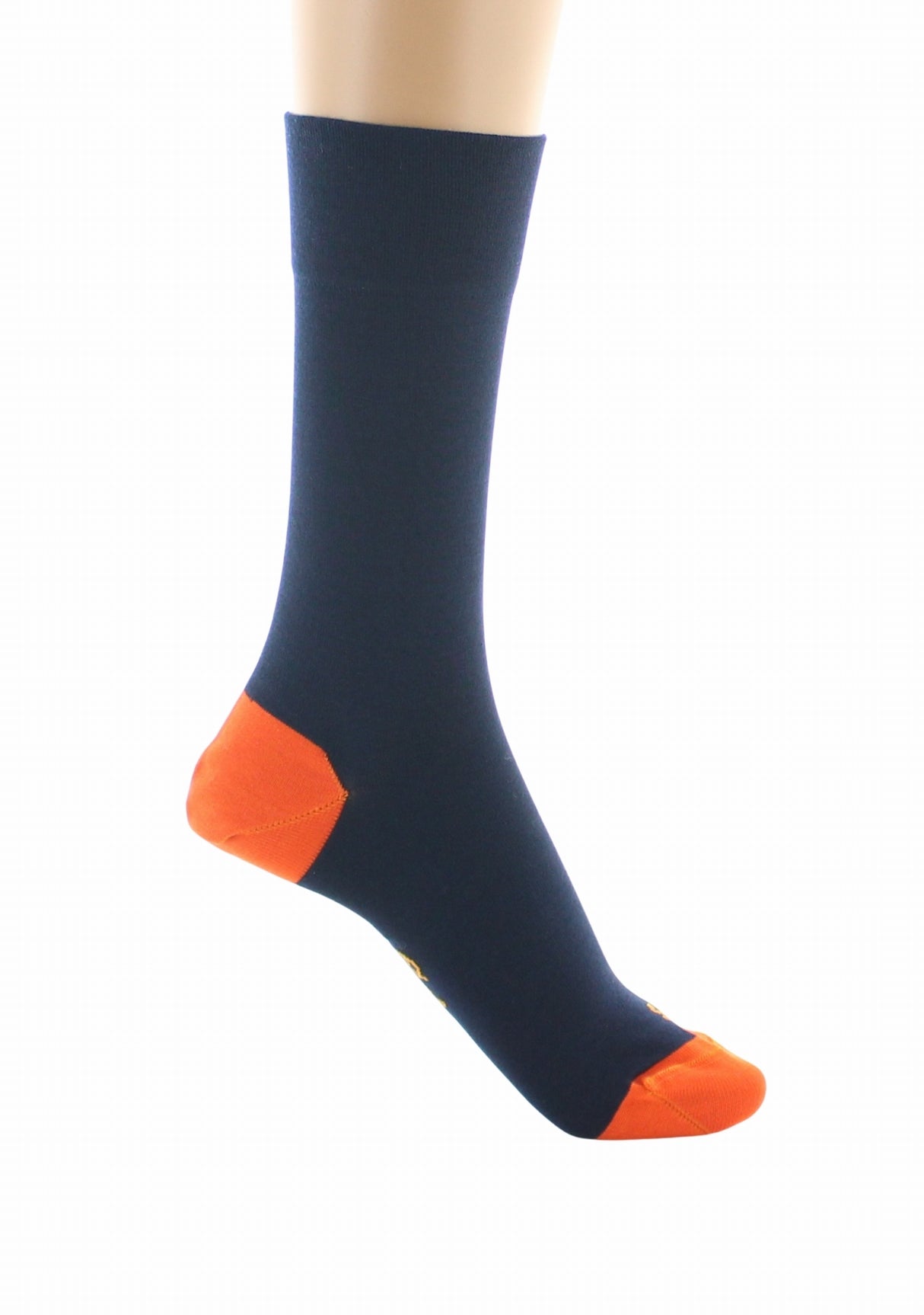 Chaussettes femme soie naturelle Berthe Marine/Orange MARINE/ORANGE