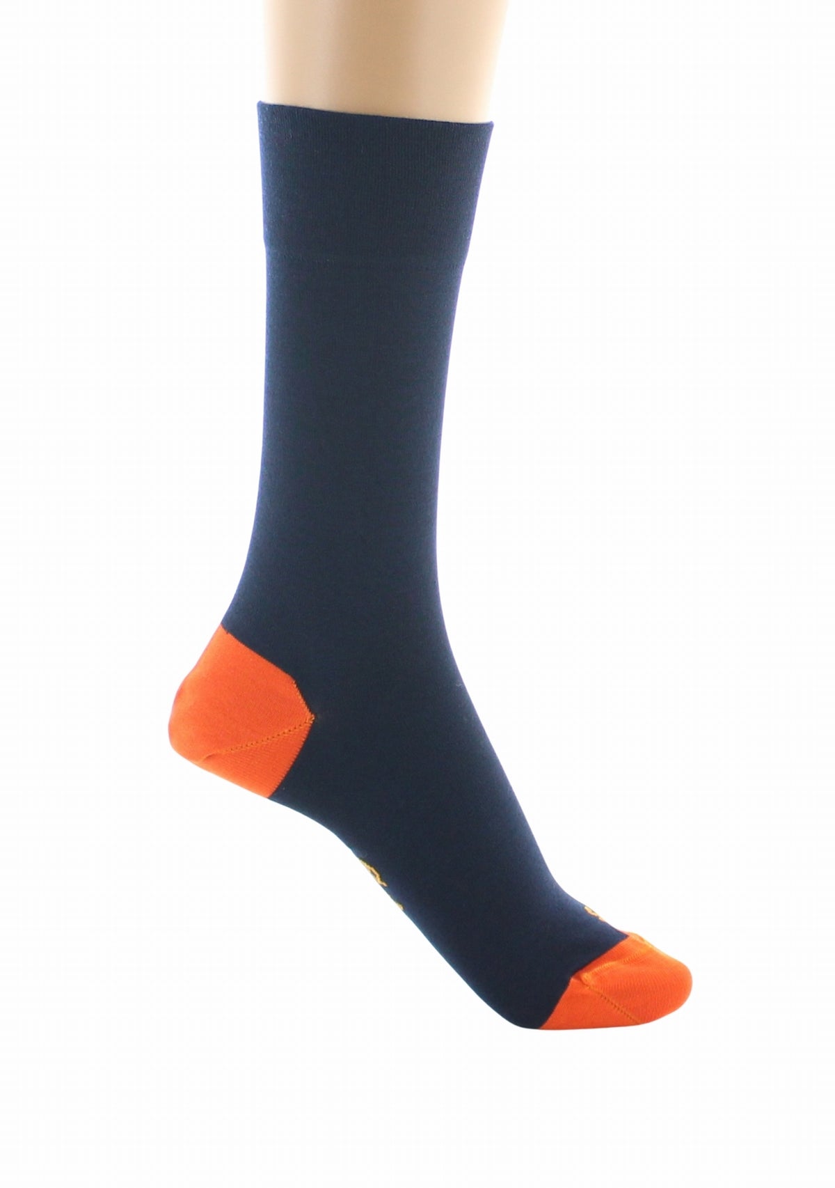 Chaussettes femme soie naturelle Berthe Marine/Orange MARINE/ORANGE