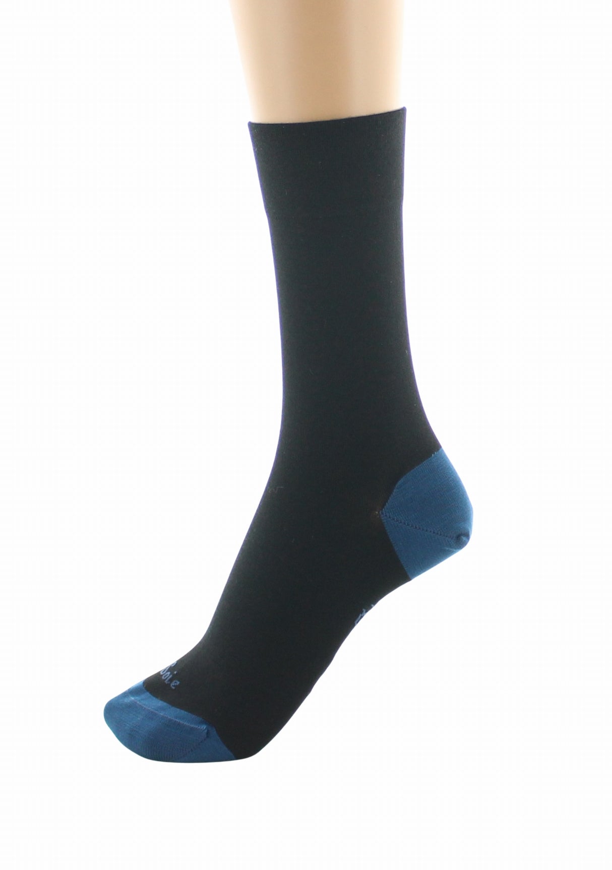 Chaussettes femme soie naturelle Berthe Noir/Bleu NOIR/BLEU