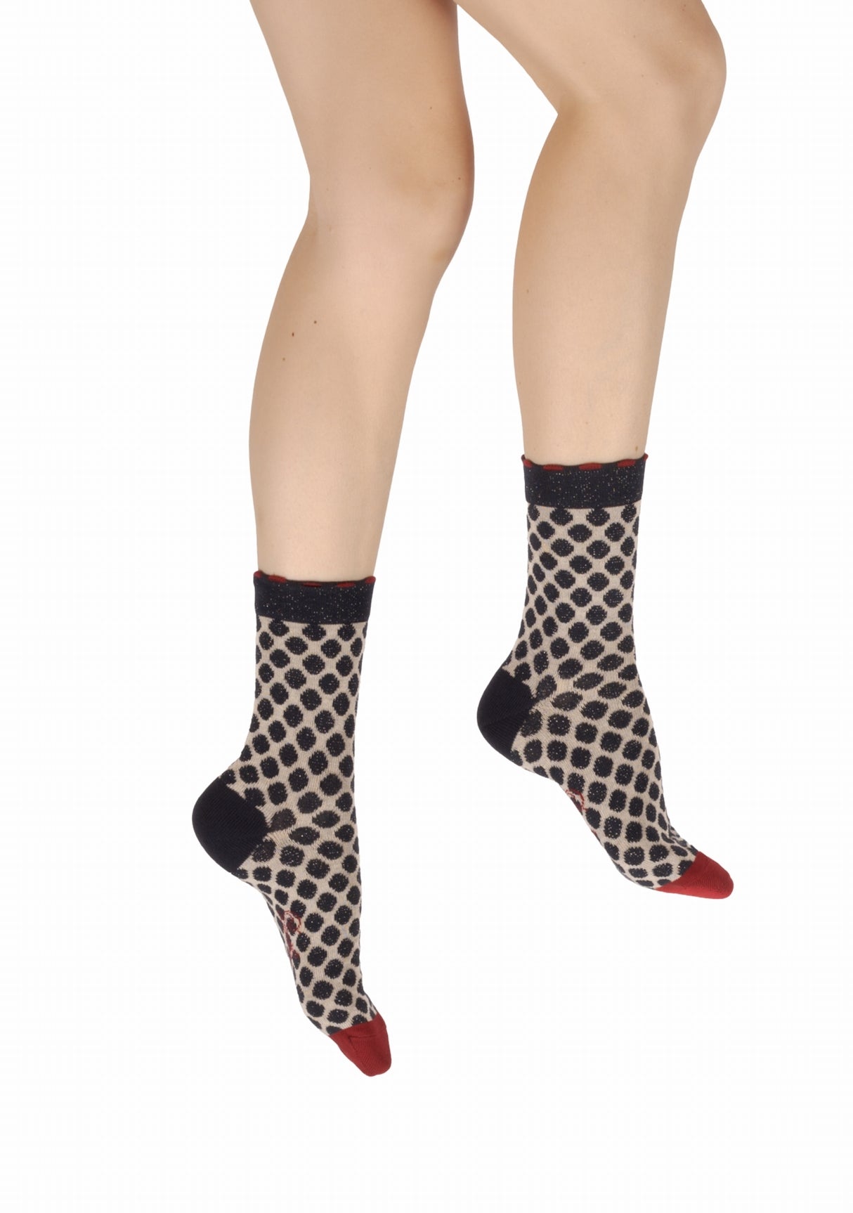 Chaussettes fil d’Écosse femme Berthe Aux Grands Pieds pois bleus lurex BLEU