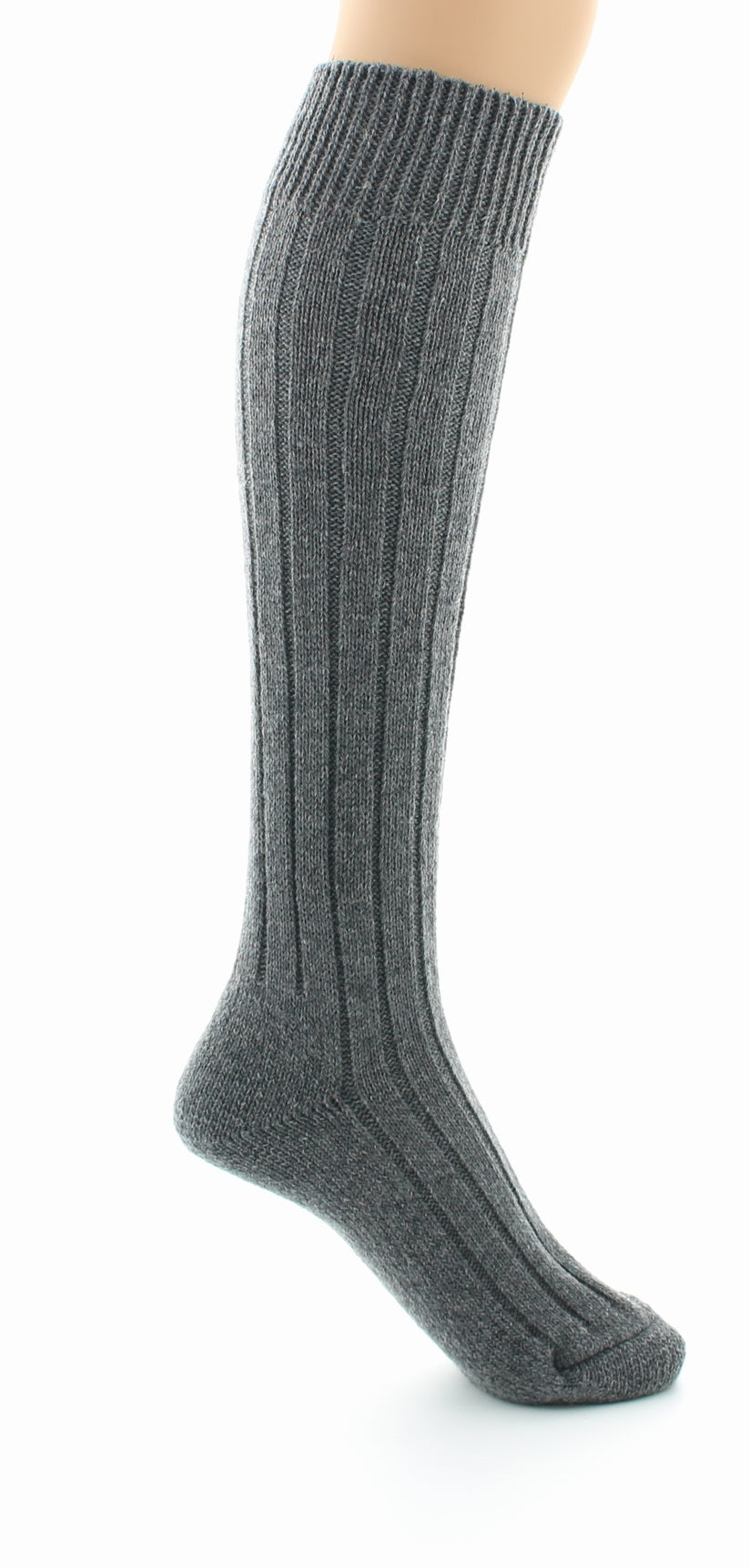 Chaussettes hautes à côtes derby Pied Bouclette Laine peignée mélangée GRIS
