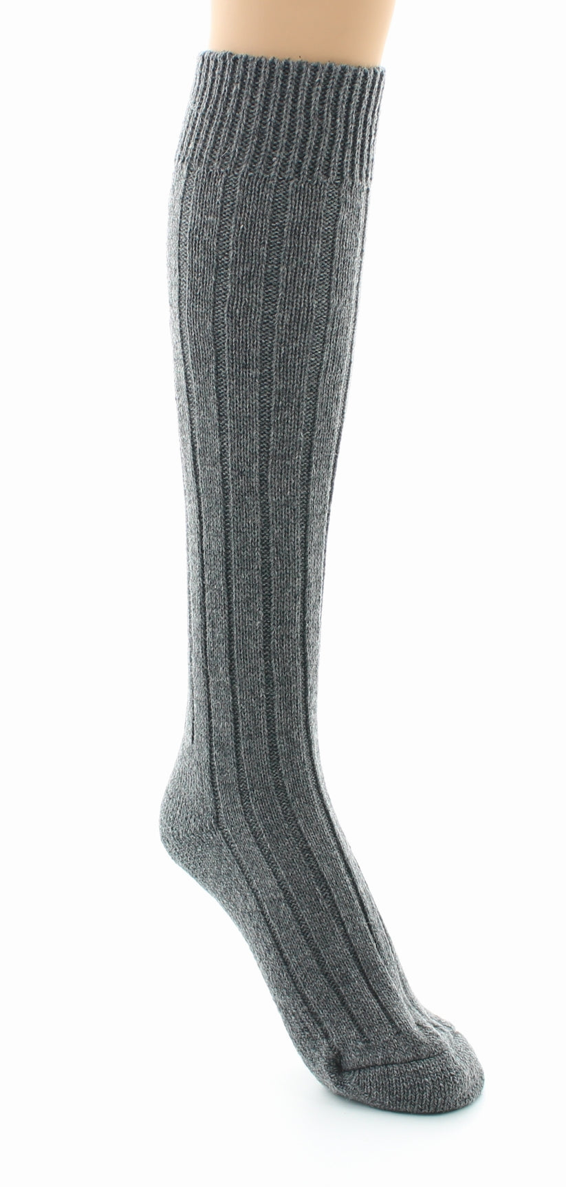 Chaussettes hautes à côtes derby Pied Bouclette Laine peignée mélangée GRIS
