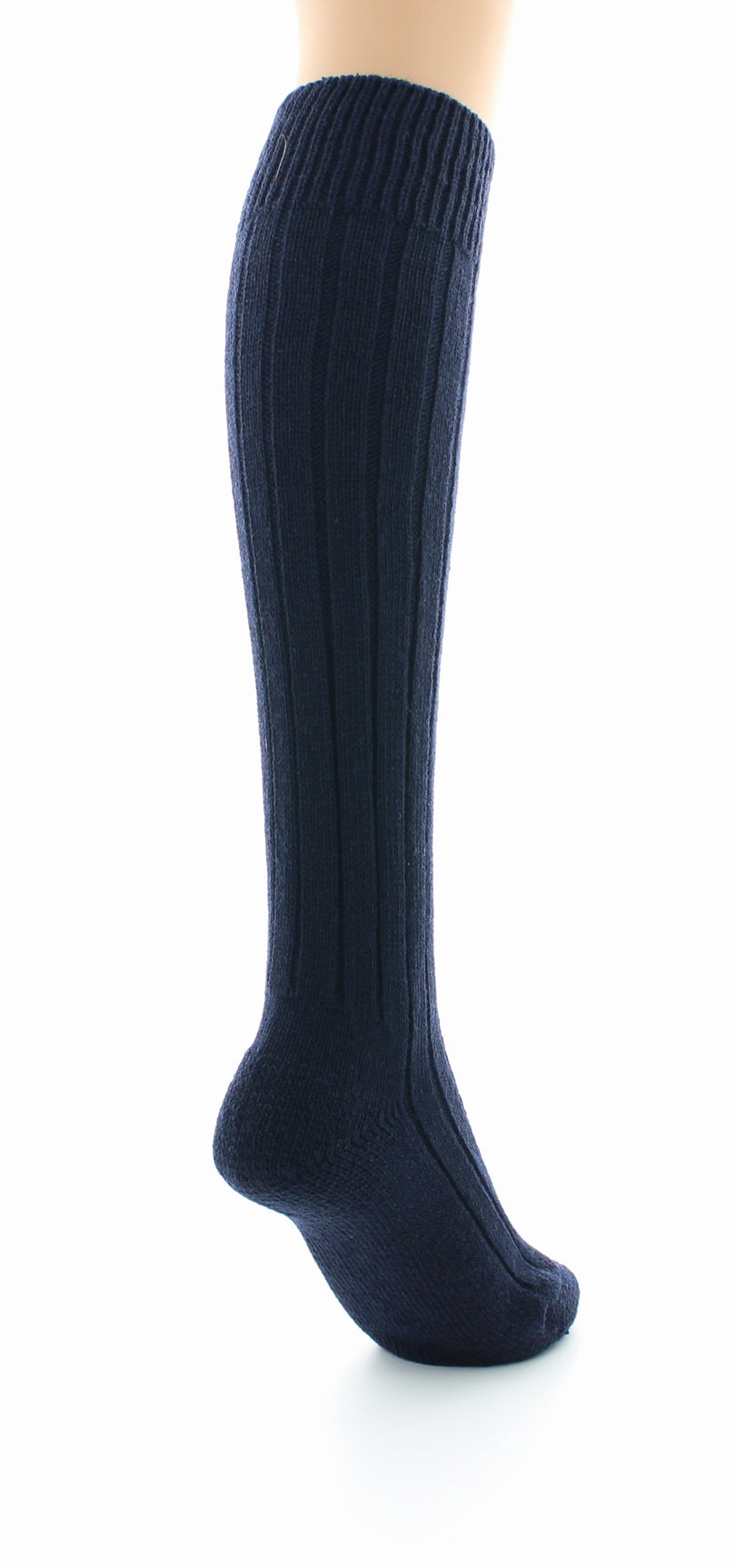 Chaussettes hautes à côtes derby Pied Bouclette Laine peignée mélangée MARINE
