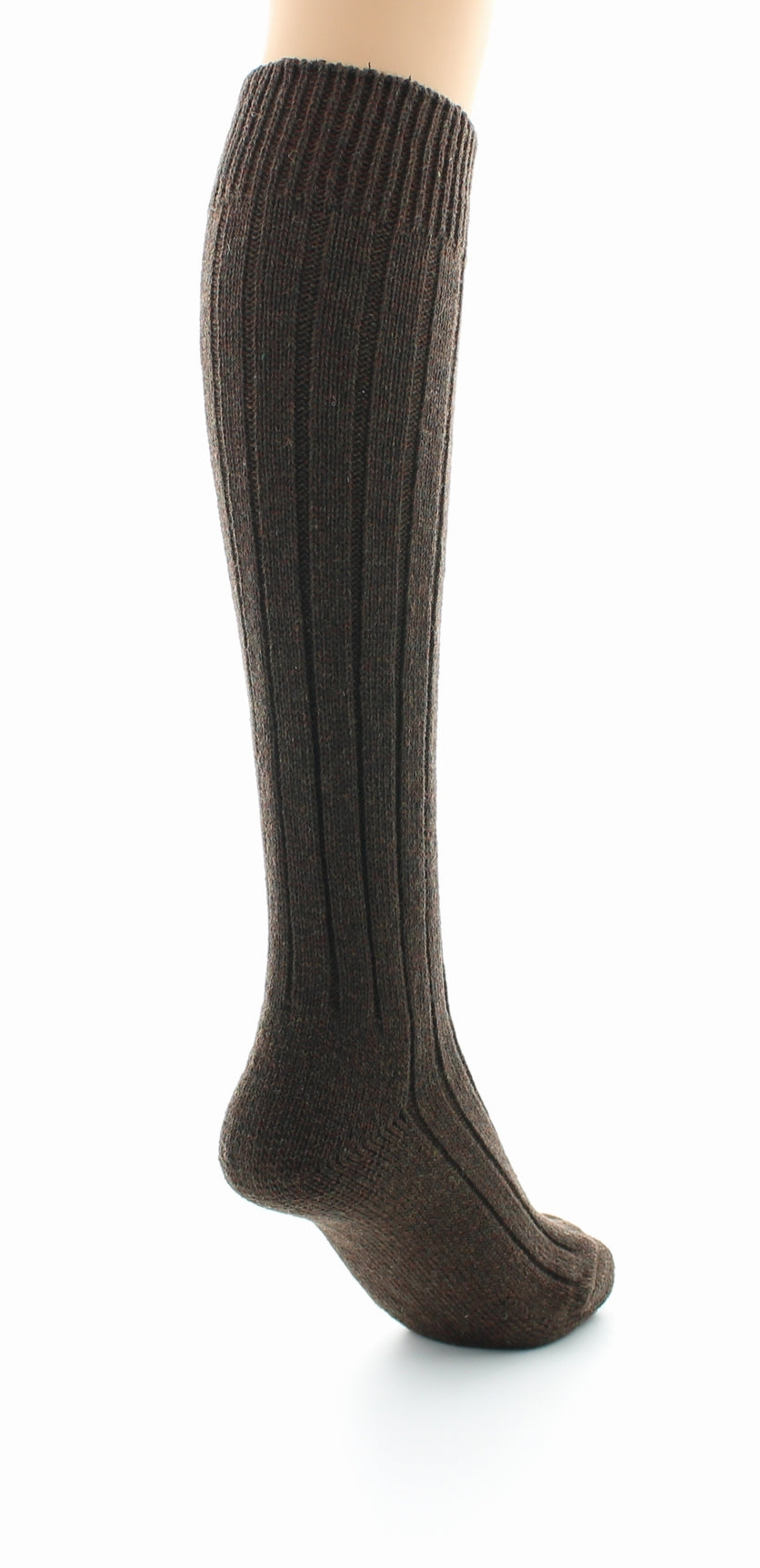 Chaussettes hautes à côtes derby Pied Bouclette Laine peignée mélangée MARRON