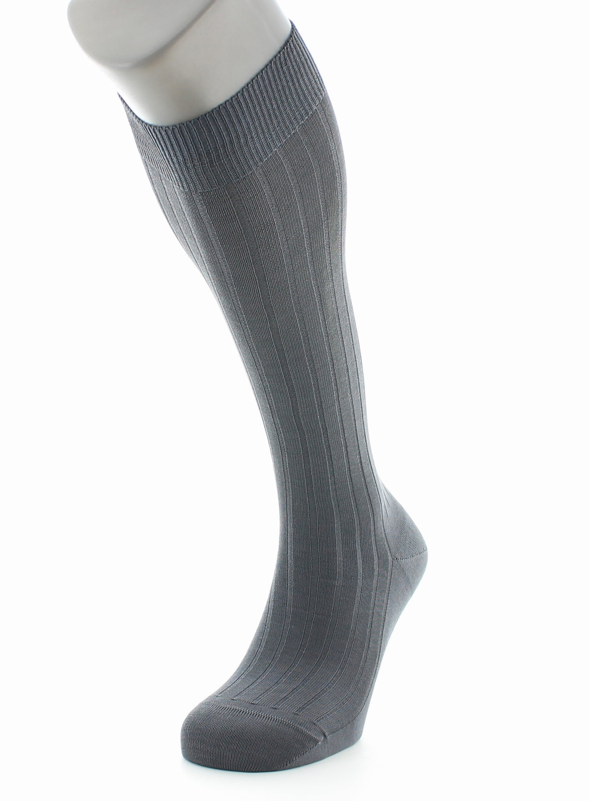 Chaussettes hautes à côtes derby pur coton fil d'Écosse ACIER