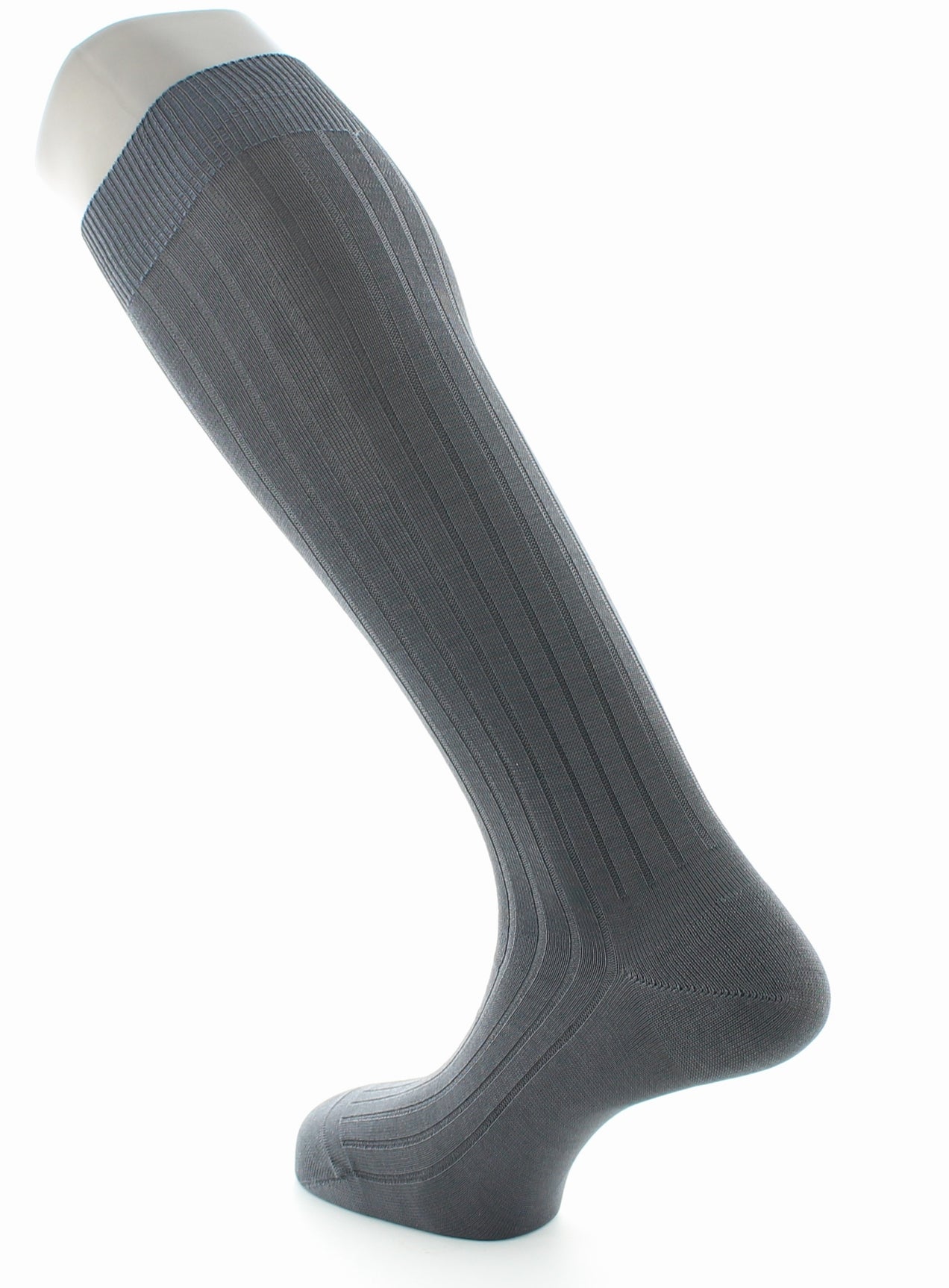 Chaussettes hautes à côtes derby pur coton fil d'Écosse ACIER