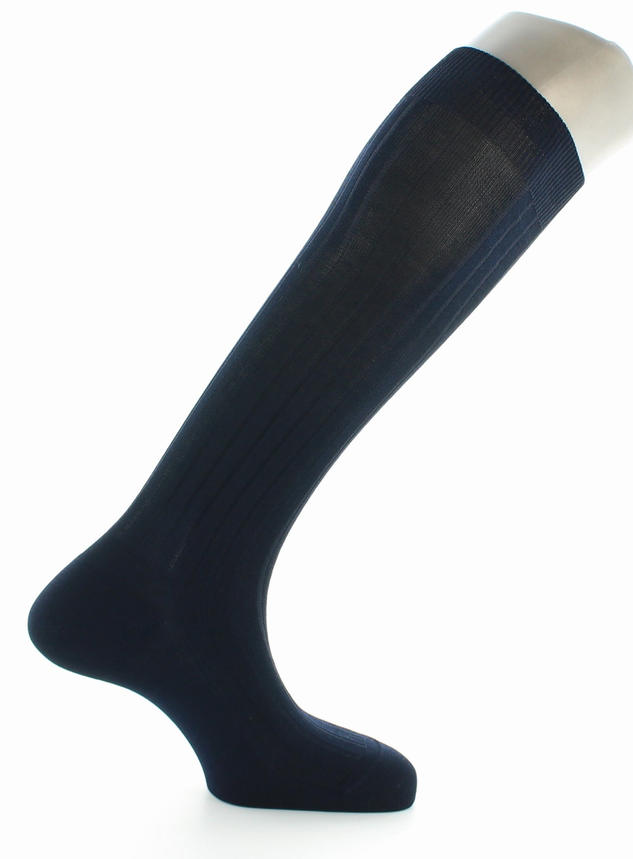 Chaussettes hautes à côtes derby pur coton fil d'Écosse MARINE