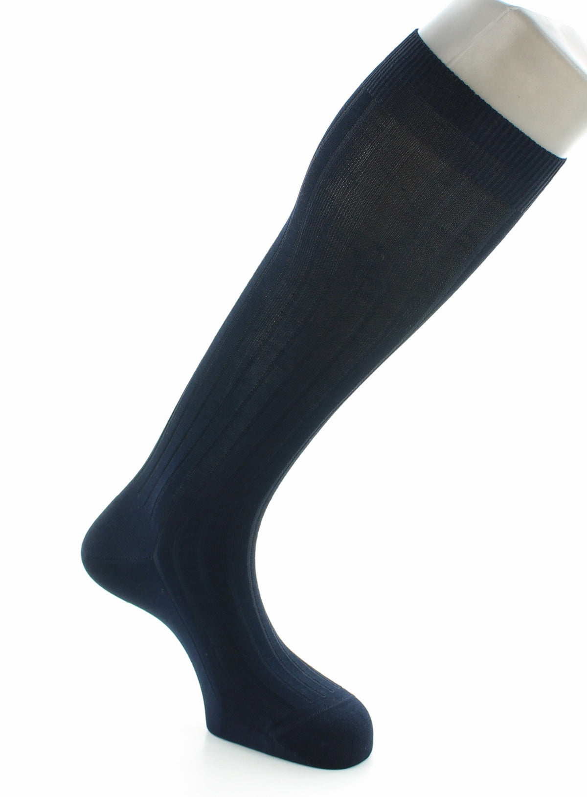 Chaussettes hautes à côtes derby pur coton fil d'Écosse MARINE