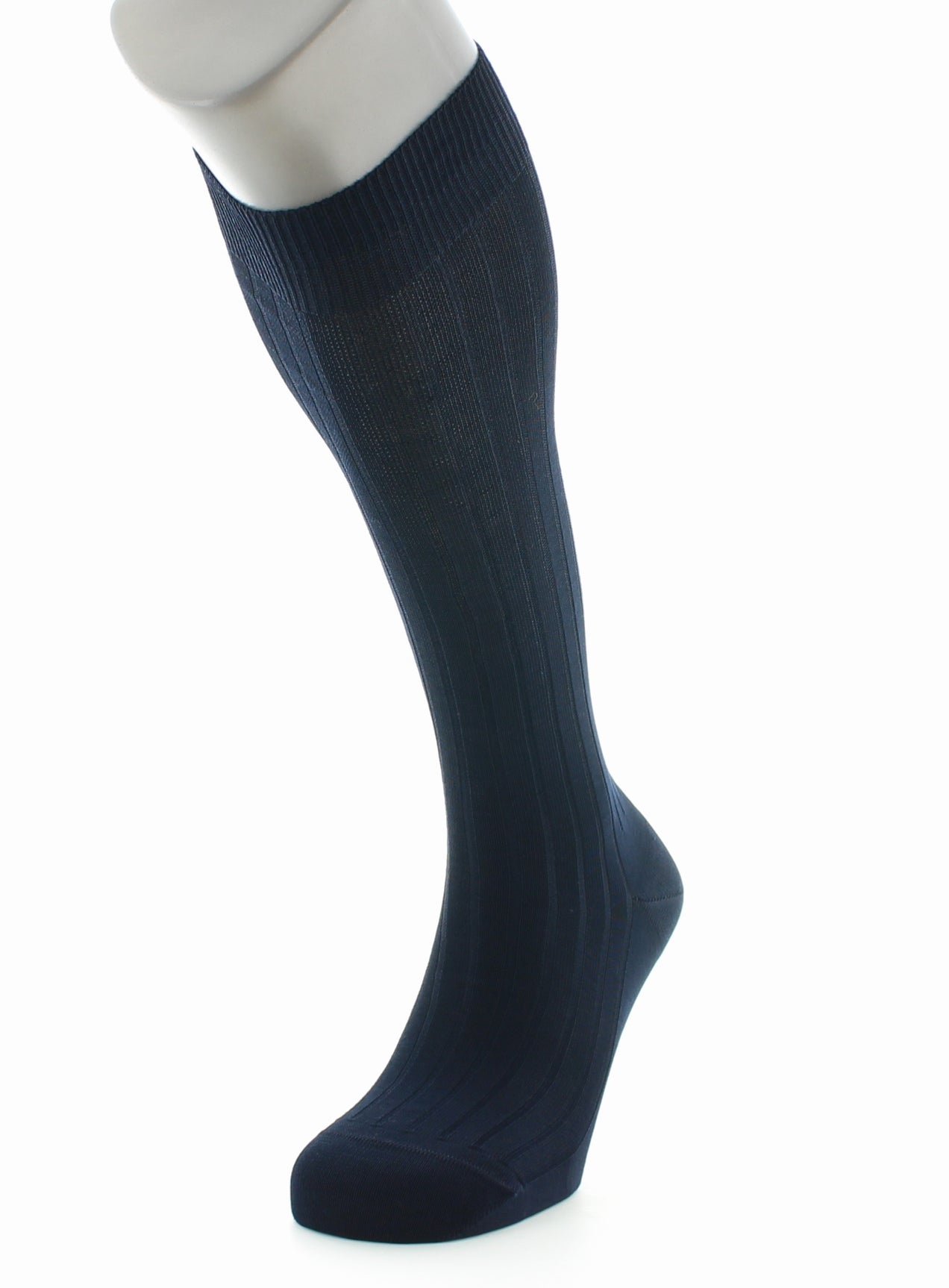 Chaussettes hautes à côtes derby pur coton fil d'Écosse MARINE