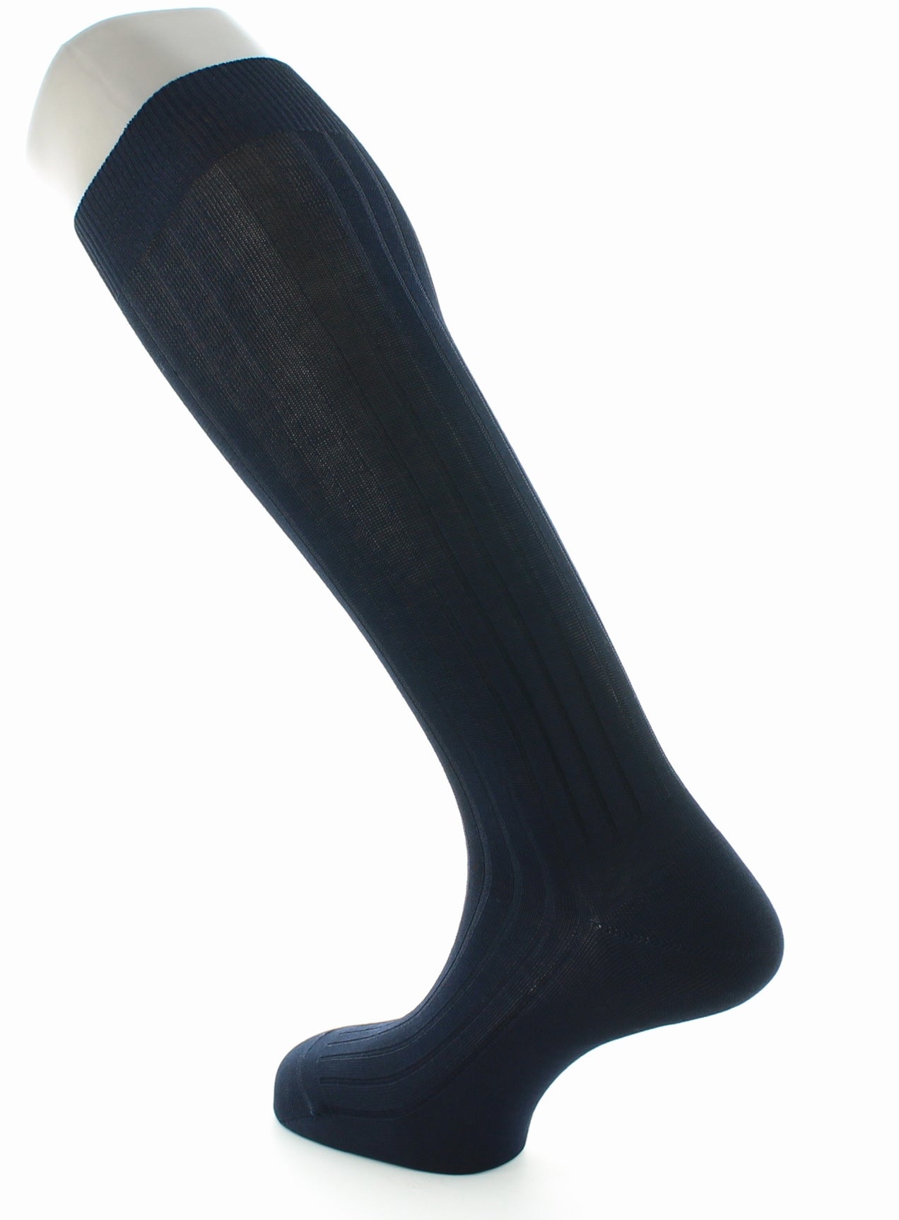 Chaussettes hautes à côtes derby pur coton fil d'Écosse MARINE