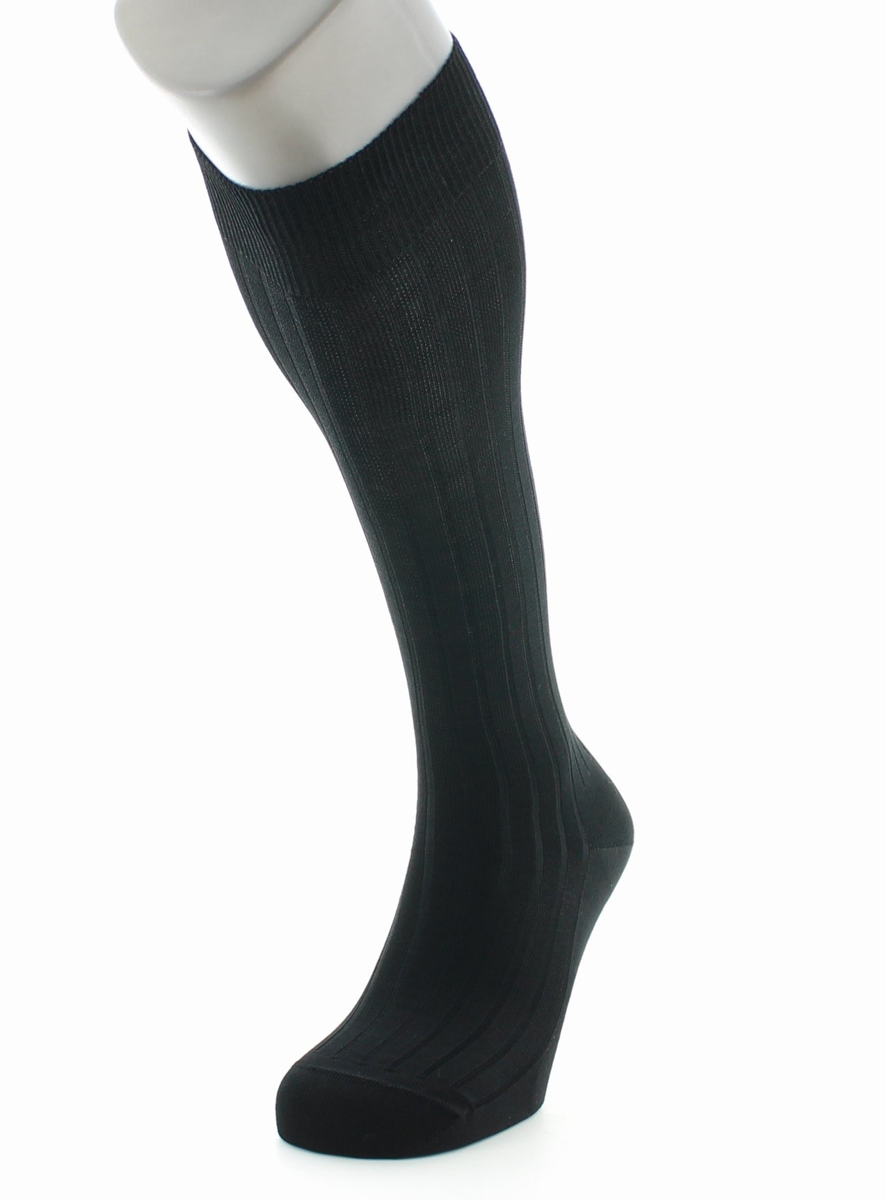 Chaussettes hautes à côtes derby pur coton fil d'Écosse NOIR