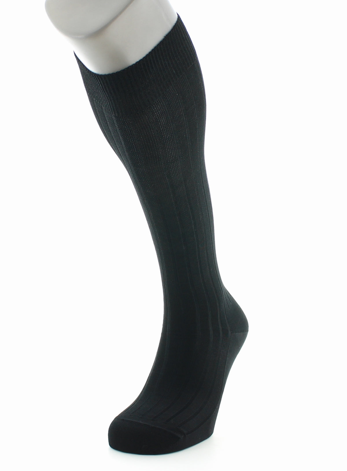 Chaussettes hautes à côtes derby pur coton fil d'Écosse NOIR