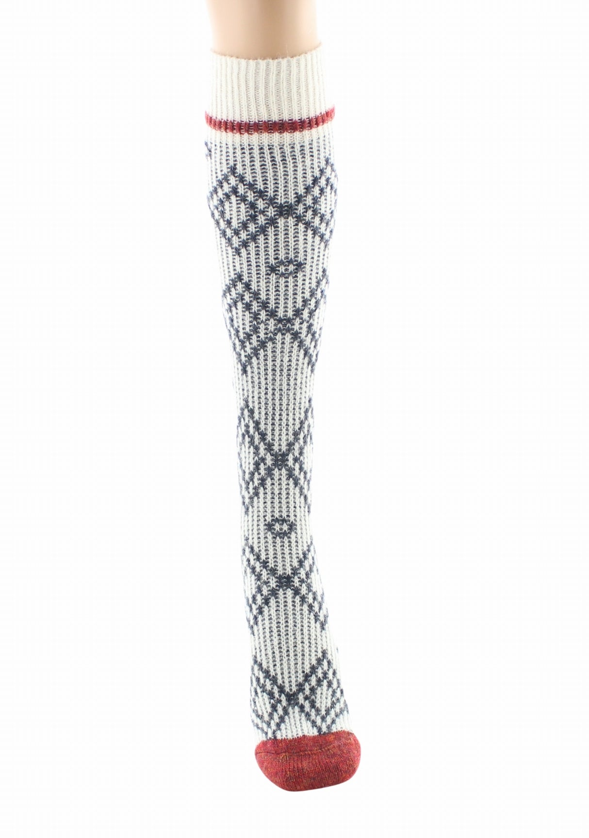 Chaussettes hautes à côtes en baby alpaga jacquard Écru ECRU