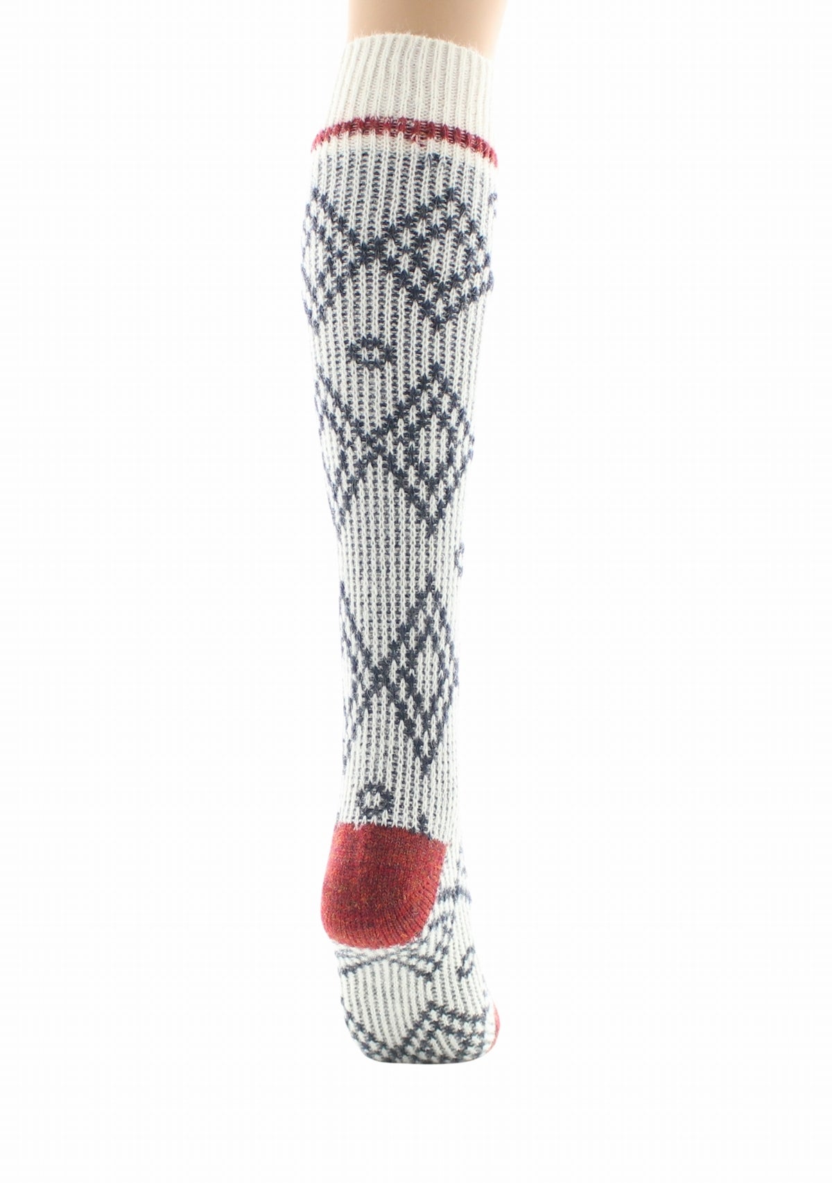 Chaussettes hautes à côtes en baby alpaga jacquard Écru ECRU