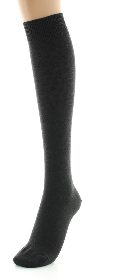 Chaussettes hautes femme en laine peignée mélangée à maille unie MARRON