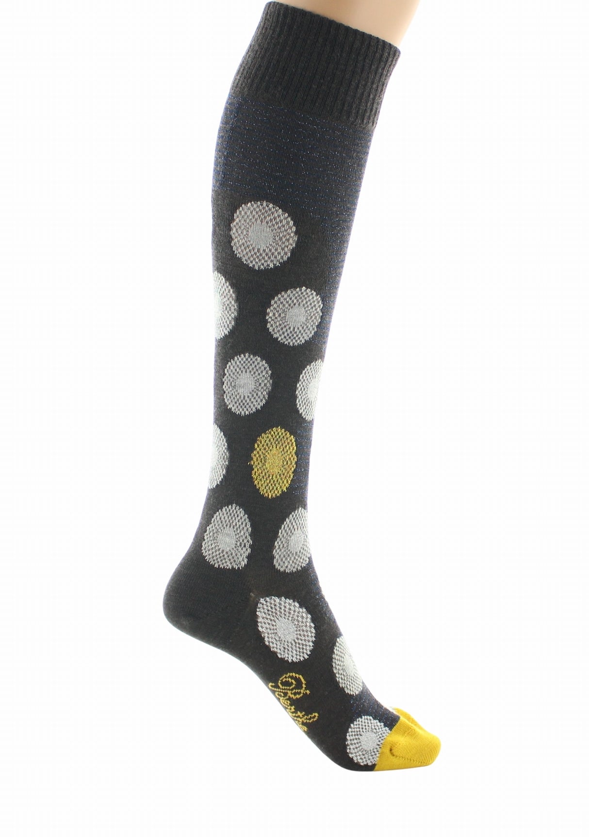 Chaussettes hautes femme laine peignée Berthe Fleurs Graphiques CHOCOLAT