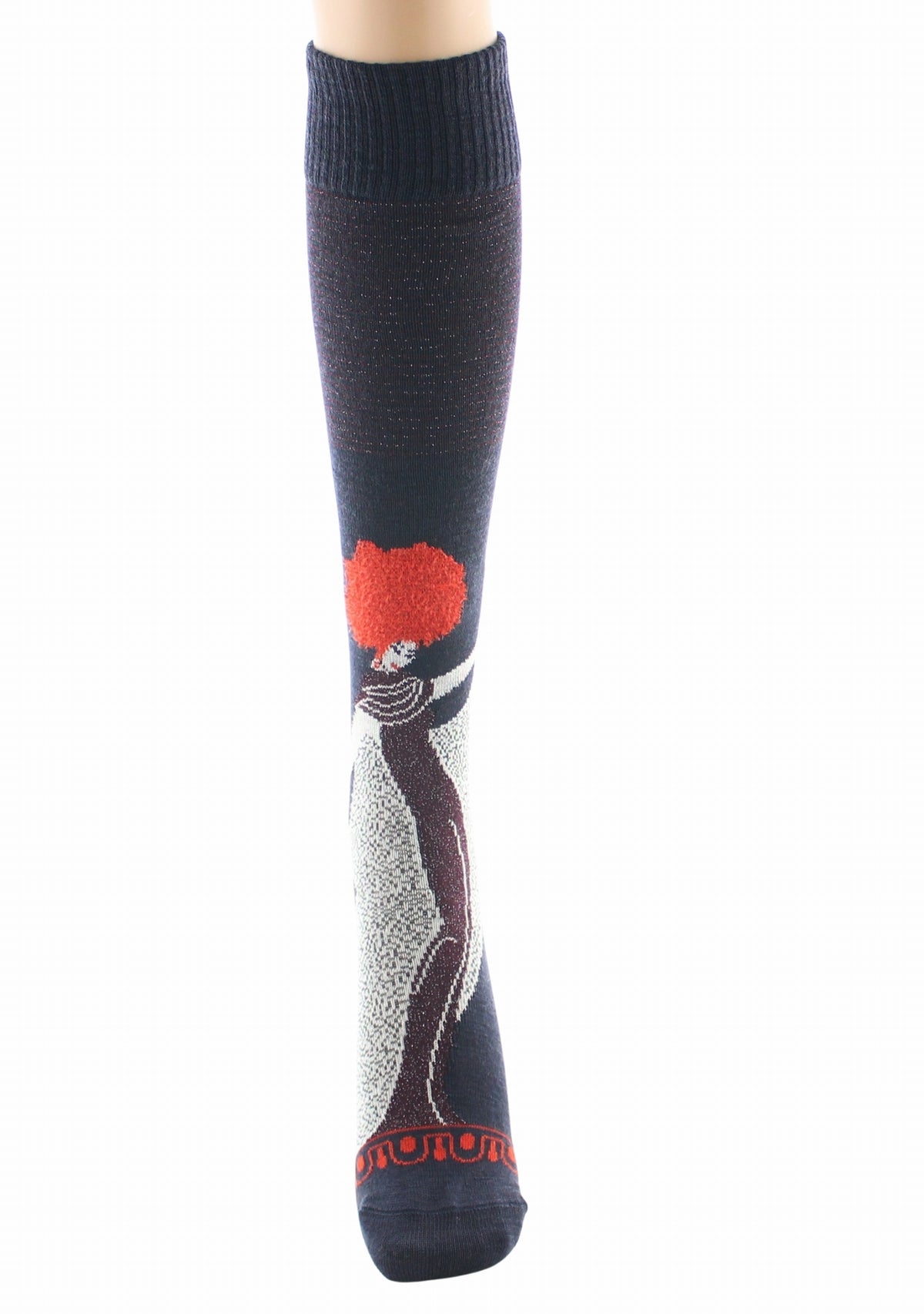 Chaussettes hautes femme laine peignée Berthe La Femme 1900 MARINE