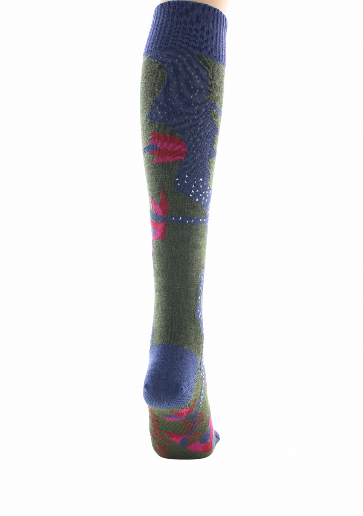 Chaussettes hautes femme laine peignée Berthe Le Paon KAKI