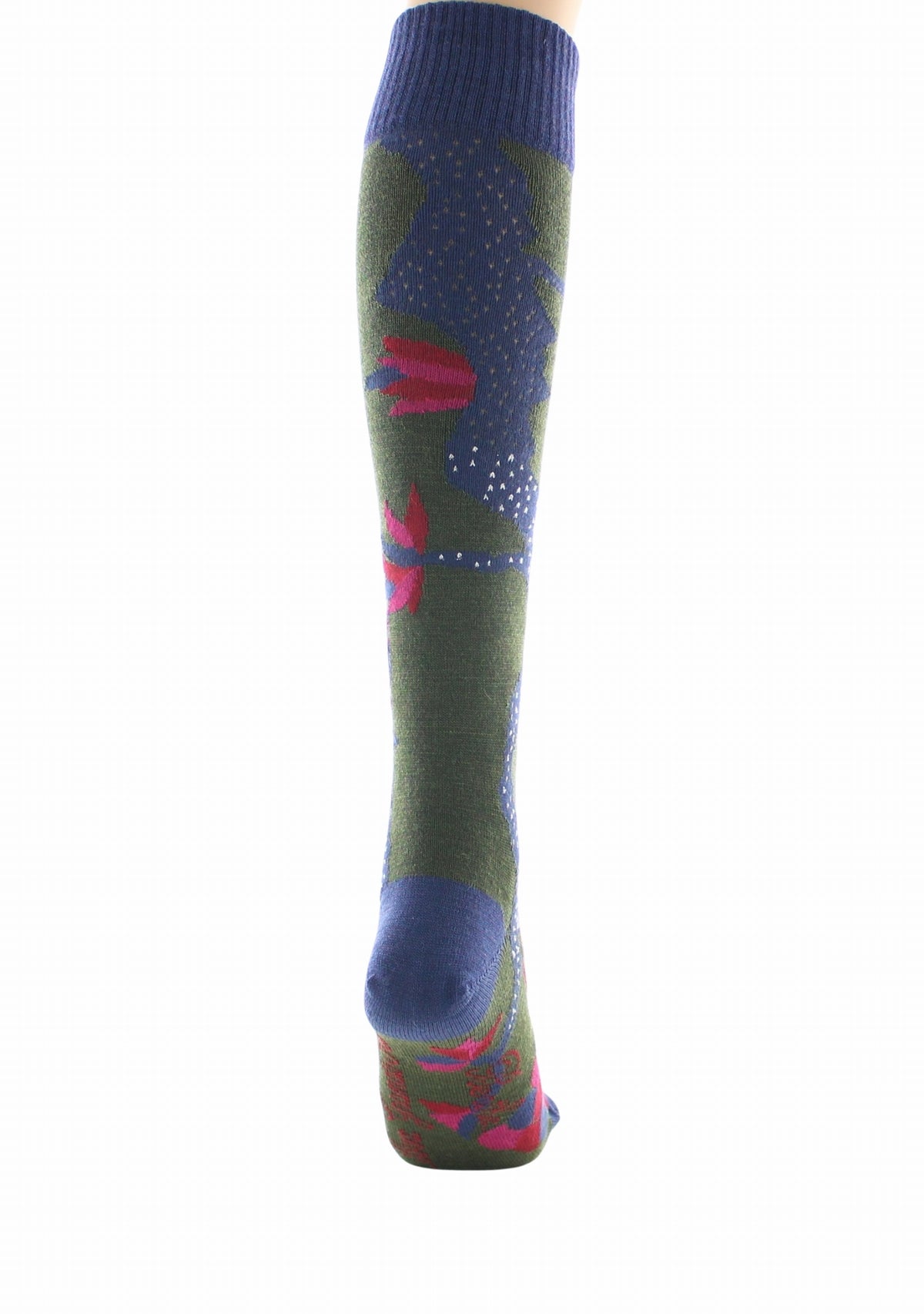 Chaussettes hautes femme laine peignée Berthe Le Paon KAKI