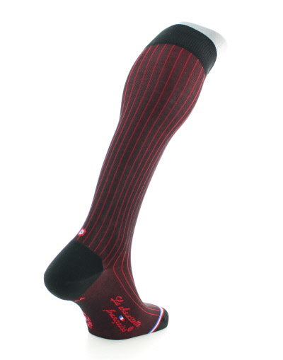Chaussettes hautes homme Orsay en coton fil d'Écosse Noir/Rouge