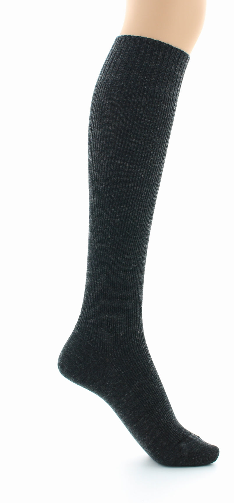 Chaussettes hautes mixtes à côtes Confort en laine peignée ANTHRACITE
