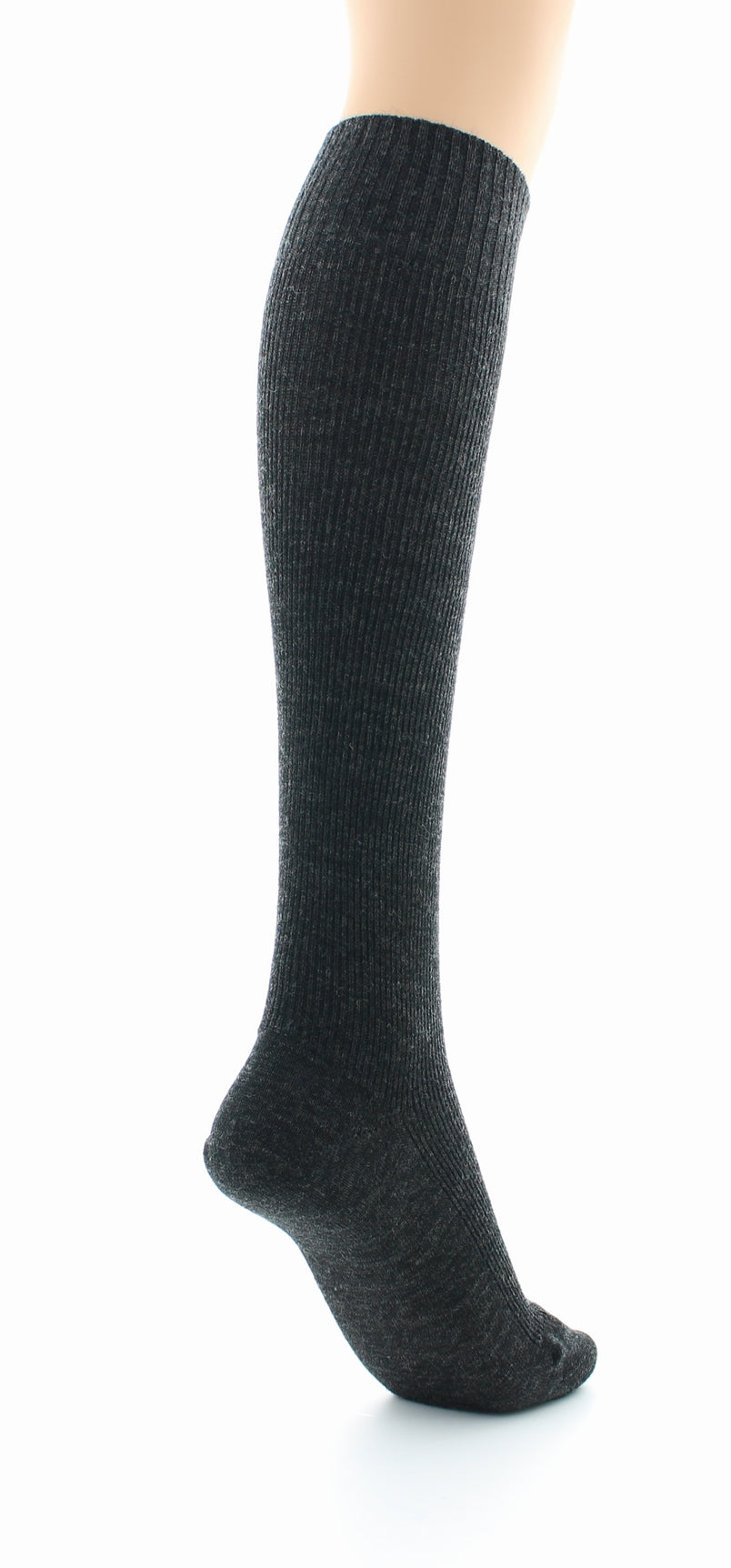 Chaussettes hautes mixtes à côtes Confort en laine peignée ANTHRACITE