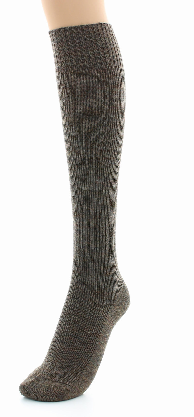 Chaussettes hautes mixtes à côtes Confort en laine peignée BRONZE