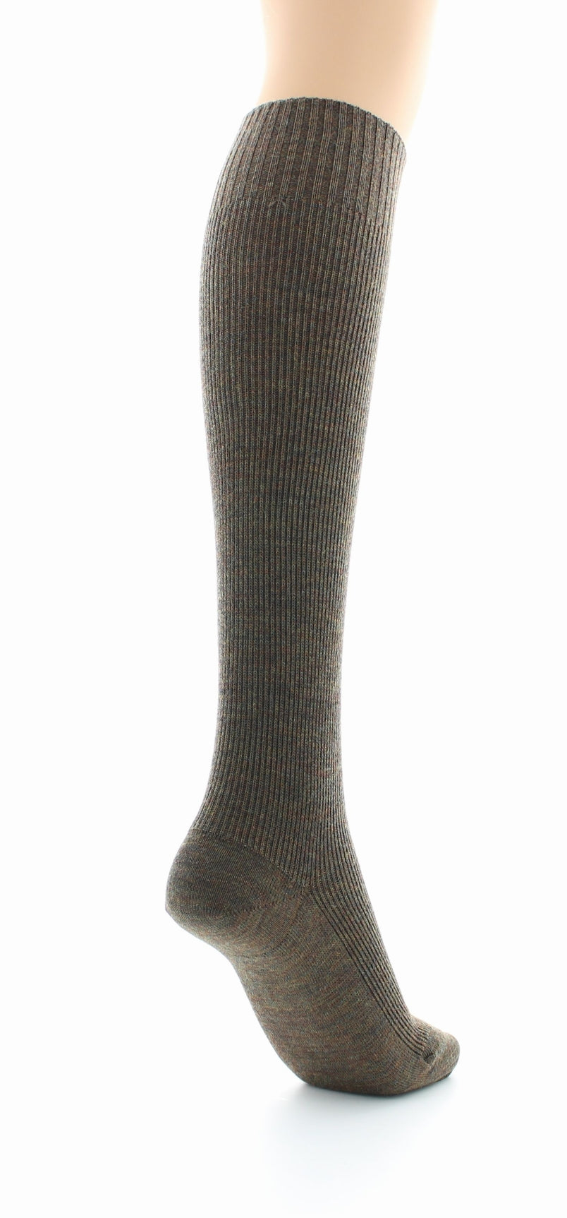 Chaussettes hautes mixtes à côtes Confort en laine peignée BRONZE