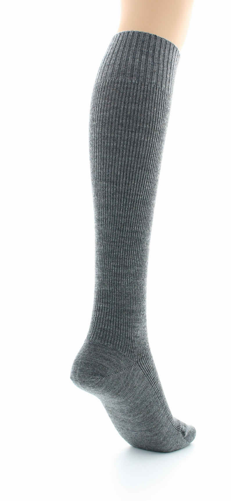 Chaussettes hautes mixtes à côtes Confort en laine peignée GRIS