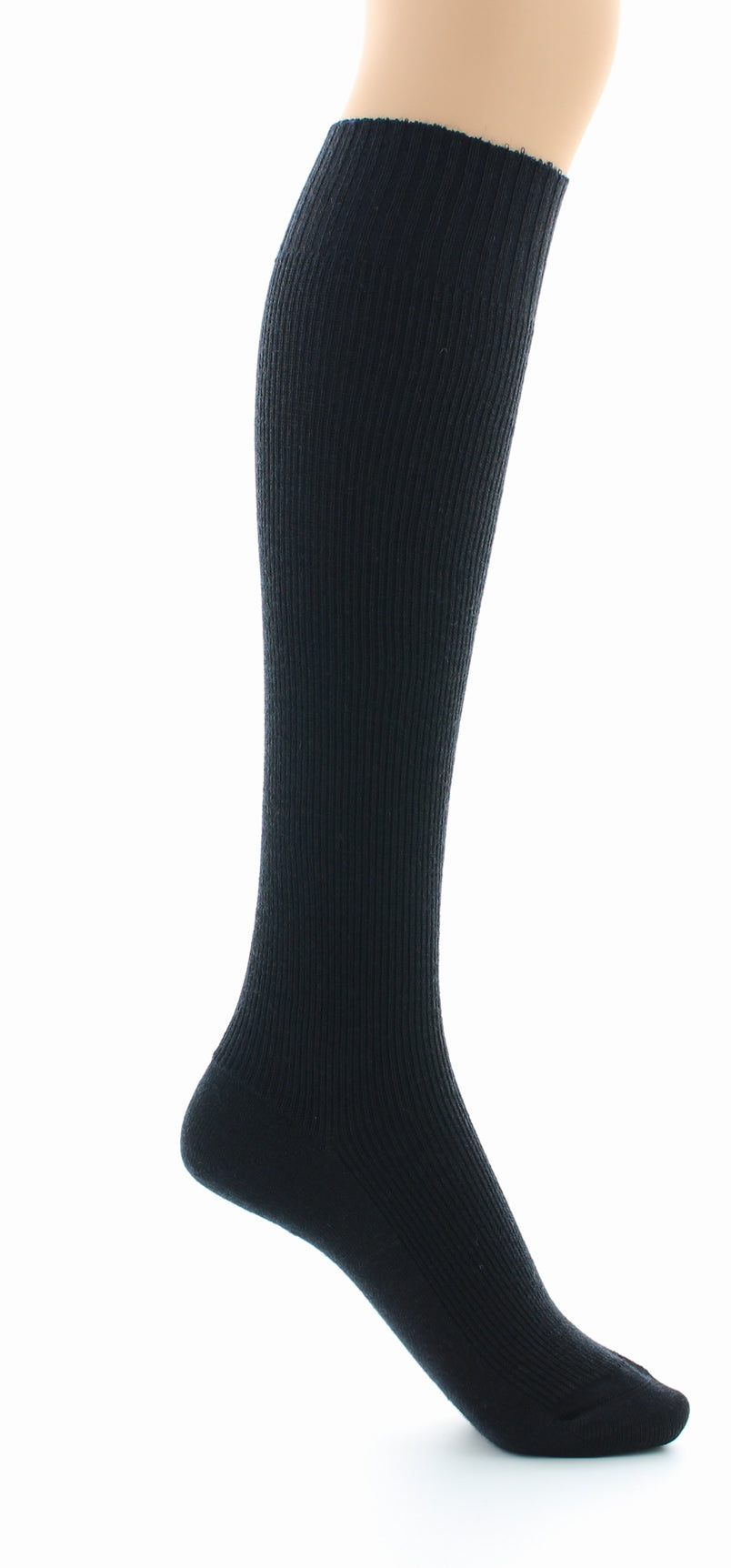 Chaussettes hautes mixtes à côtes Confort en laine peignée MARINE