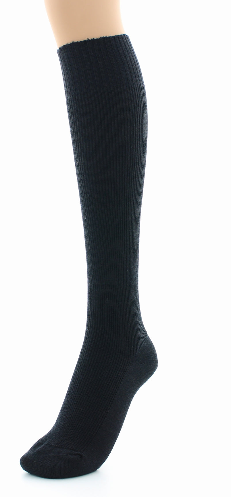 Chaussettes hautes mixtes à côtes Confort en laine peignée MARINE