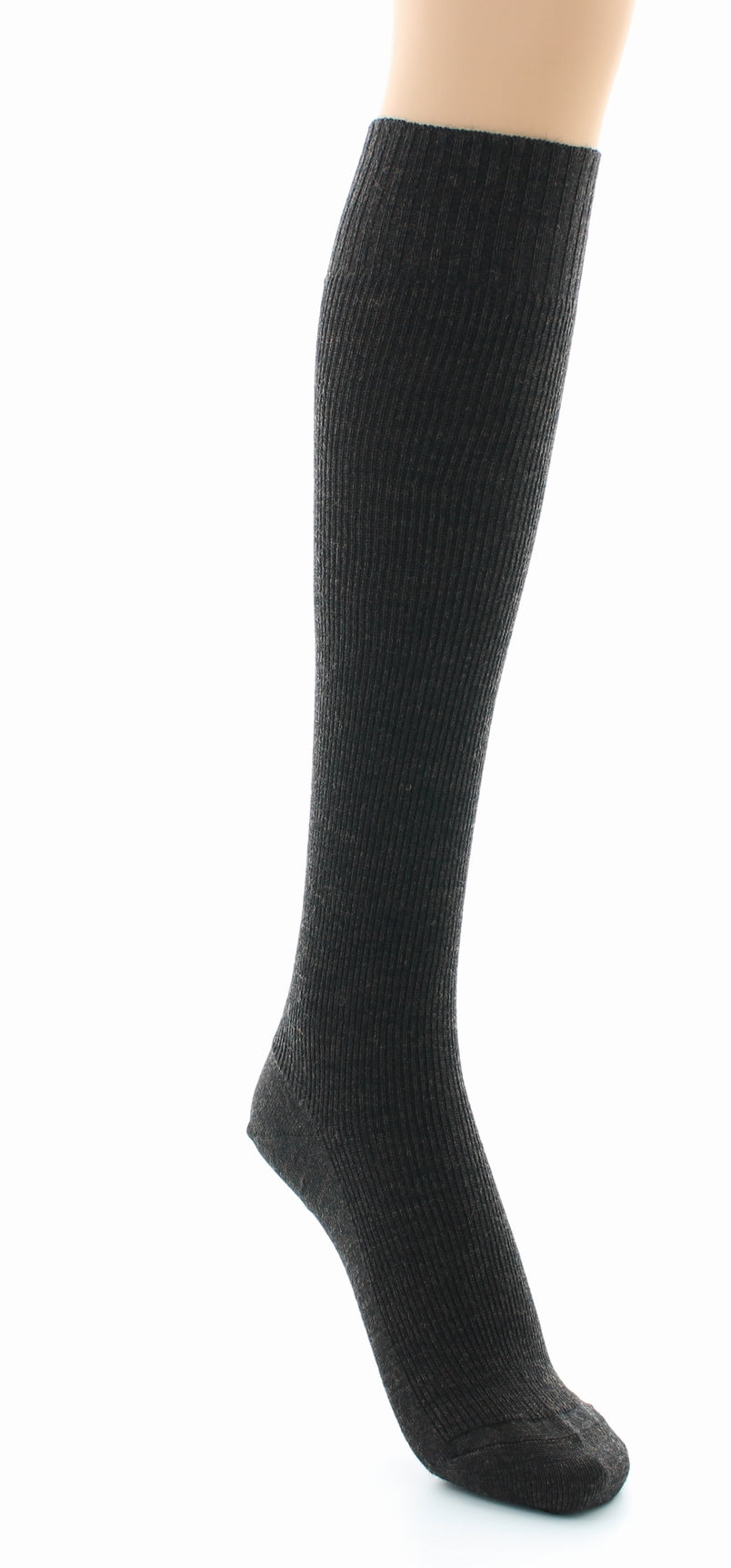 Chaussettes hautes mixtes à côtes Confort en laine peignée MARRON