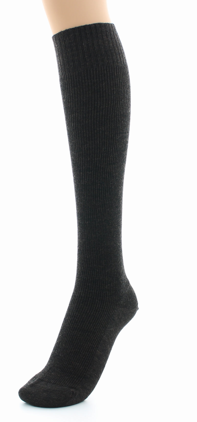 Chaussettes hautes mixtes à côtes Confort en laine peignée MARRON