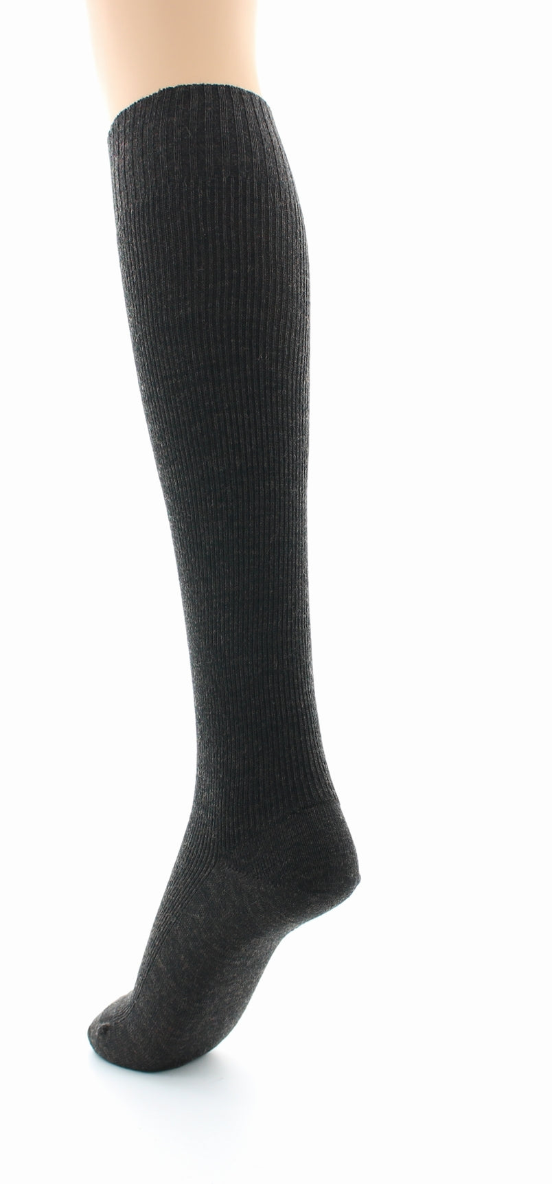 Chaussettes hautes mixtes à côtes Confort en laine peignée MARRON