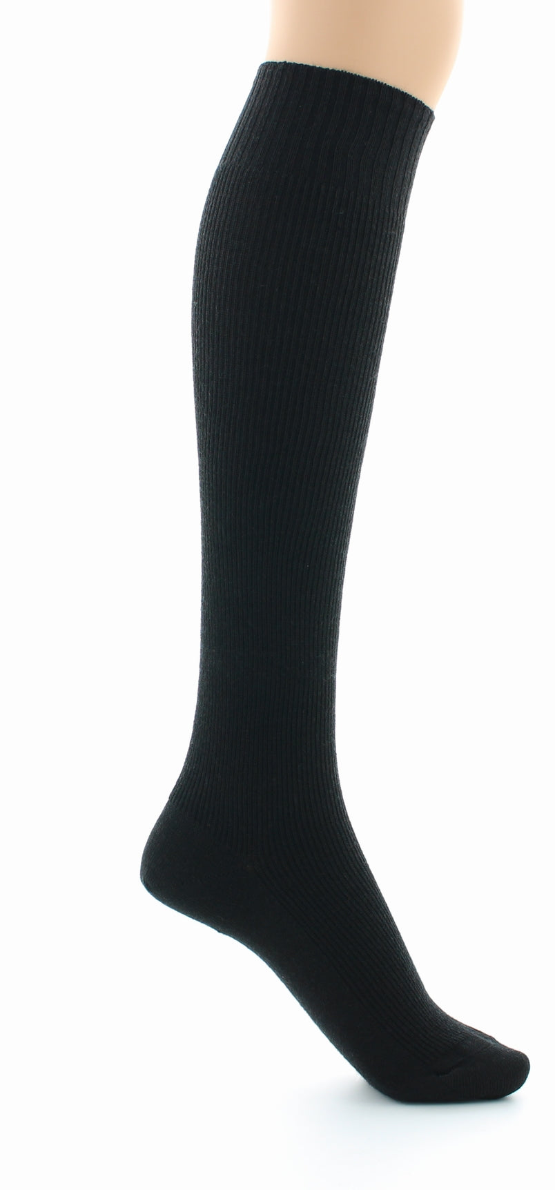 Chaussettes hautes mixtes à côtes Confort en laine peignée NOIR