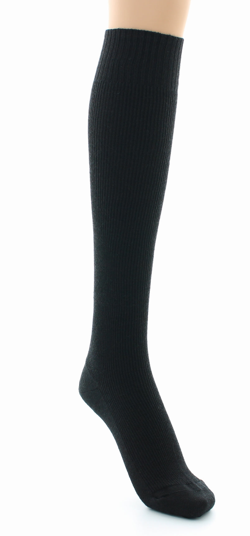 Chaussettes hautes mixtes à côtes Confort en laine peignée NOIR