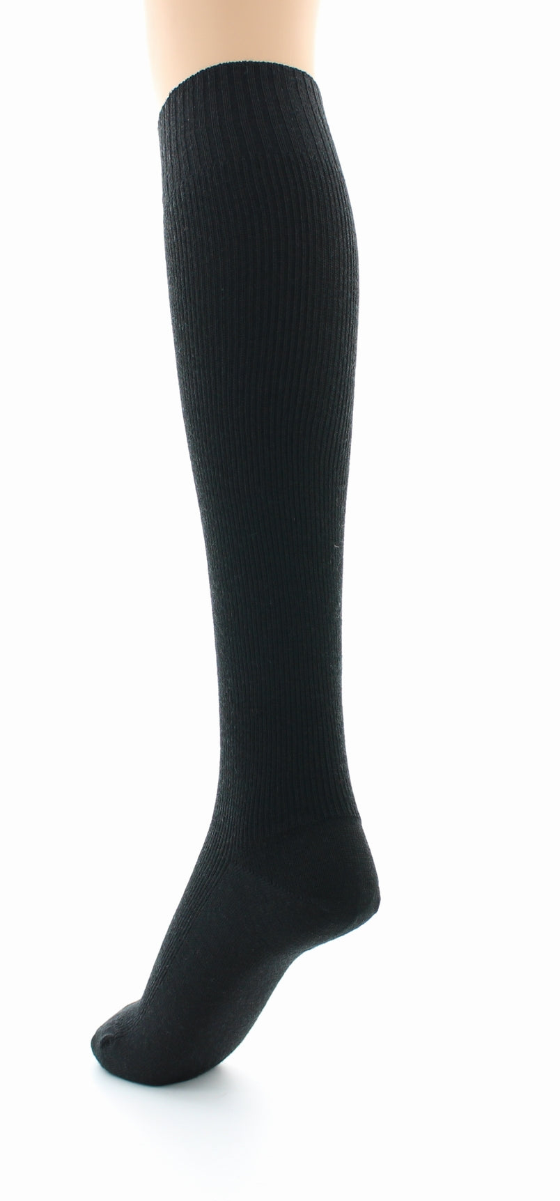 Chaussettes hautes mixtes à côtes Confort en laine peignée NOIR