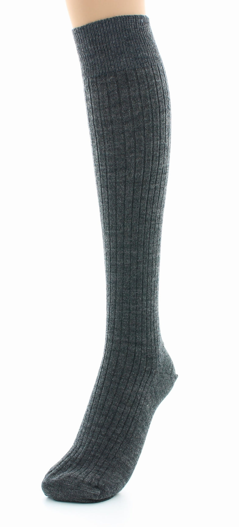 Chaussettes hautes mixtes à côtes derby en laine vierge mélangée ANTHRACITE